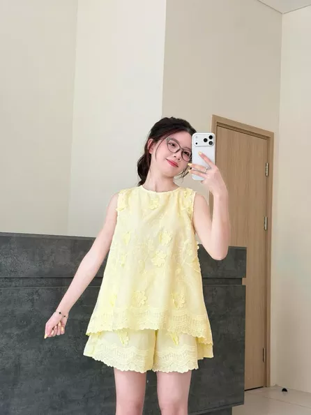 Product image - Set Bộ Thô Boi Ba Lỗ Nữ Tính Style Hàn Quốc