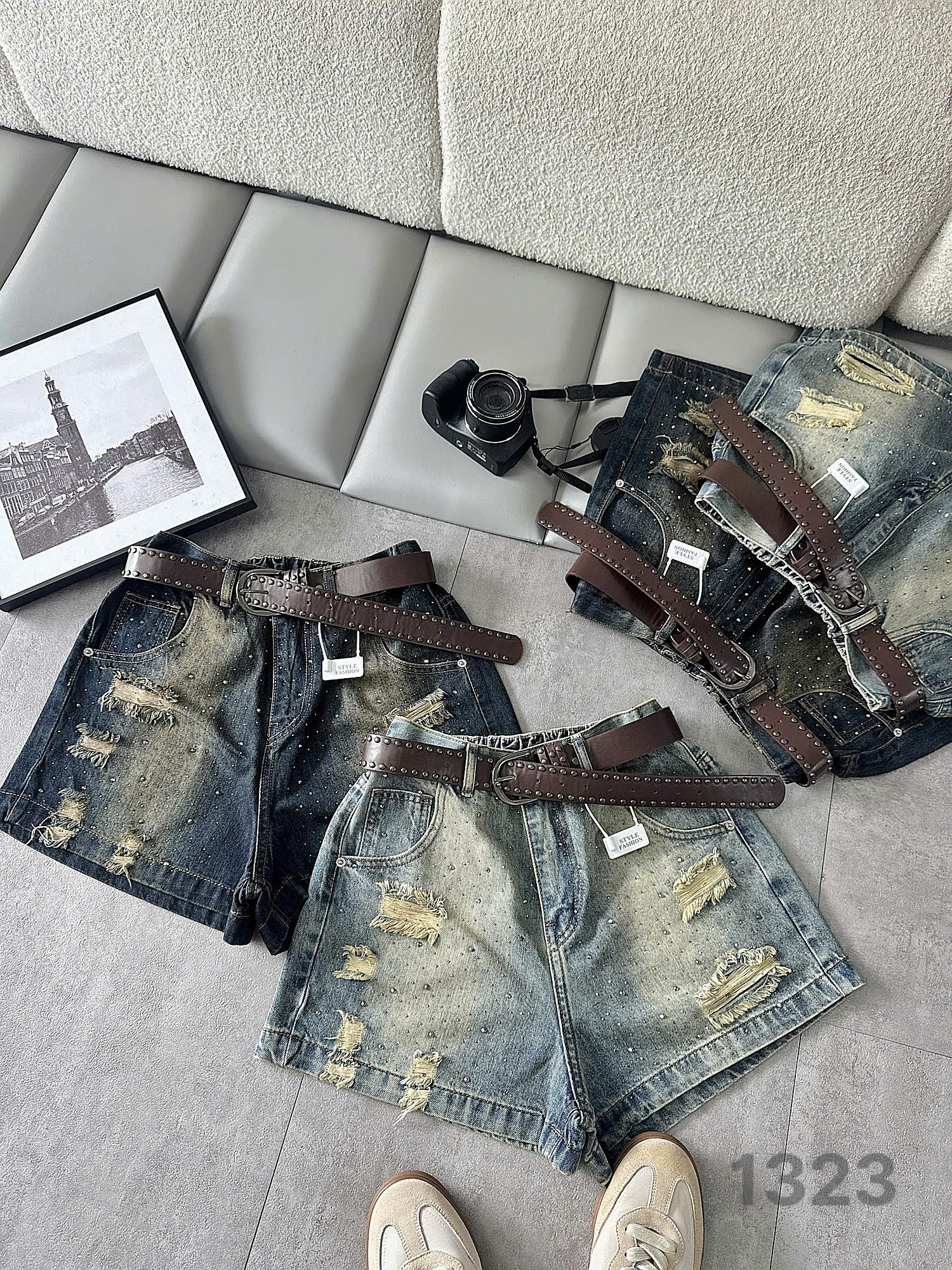 So sánh xanh wash sáng và xanh wash đậm của quần short jean bigsize T-QSJ1323