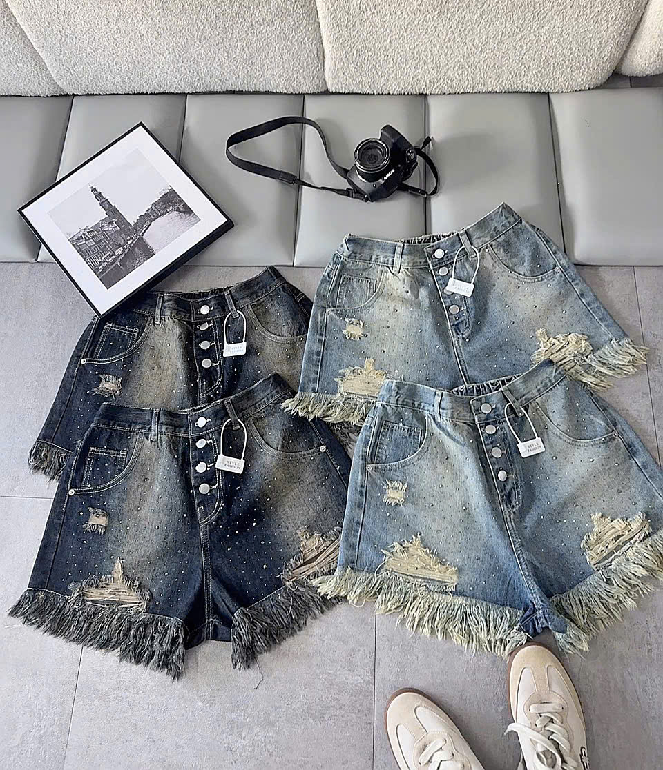 Các lựa chọn màu quần short jean lưng thun ép đá bigsize T-QSJ1330