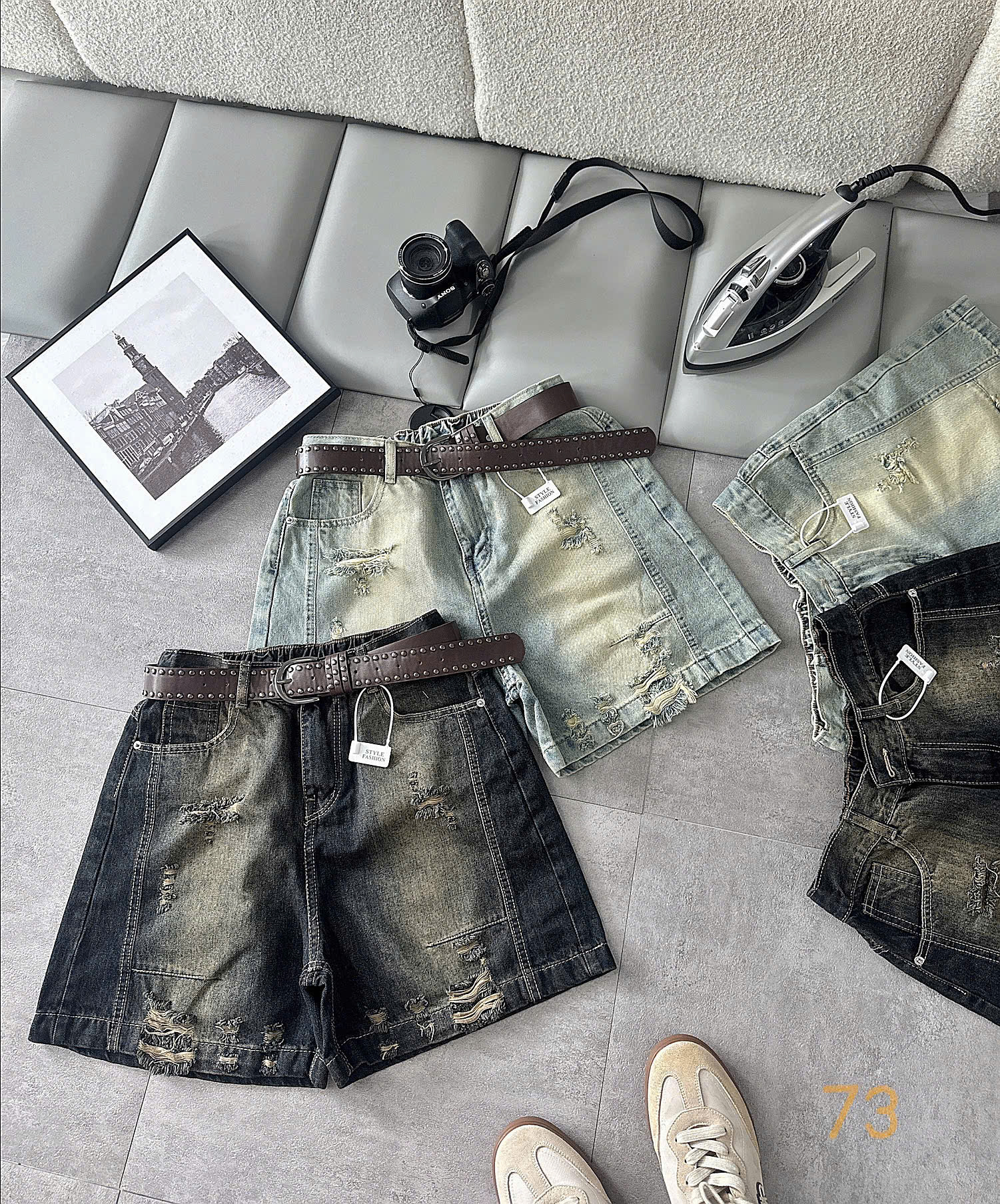 Quần short jean lửng bigsize T-QSJ73 màu đen wash