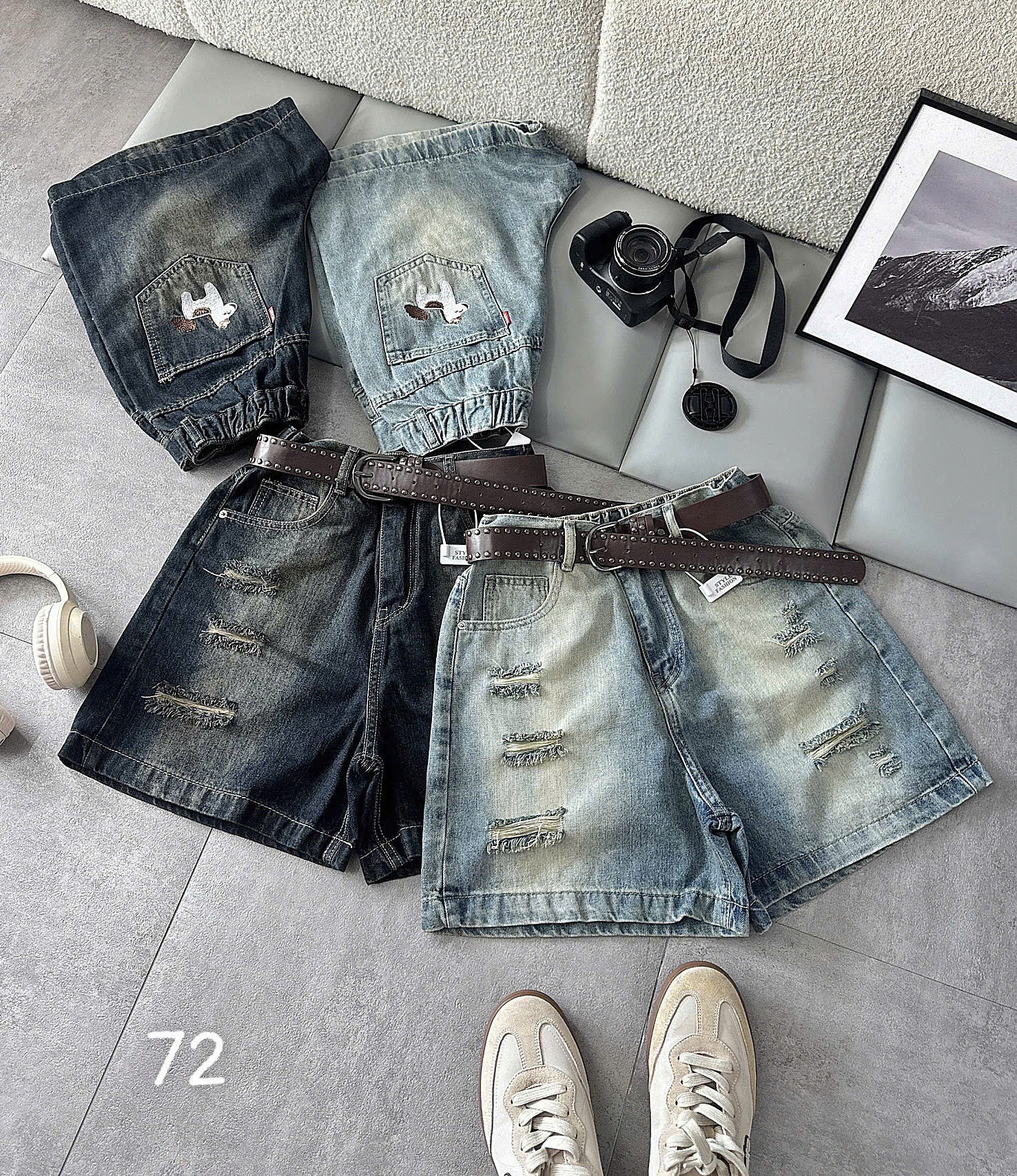 So sánh quần short jean lửng T-QSJ72 màu xanh đậm và xanh nhạt