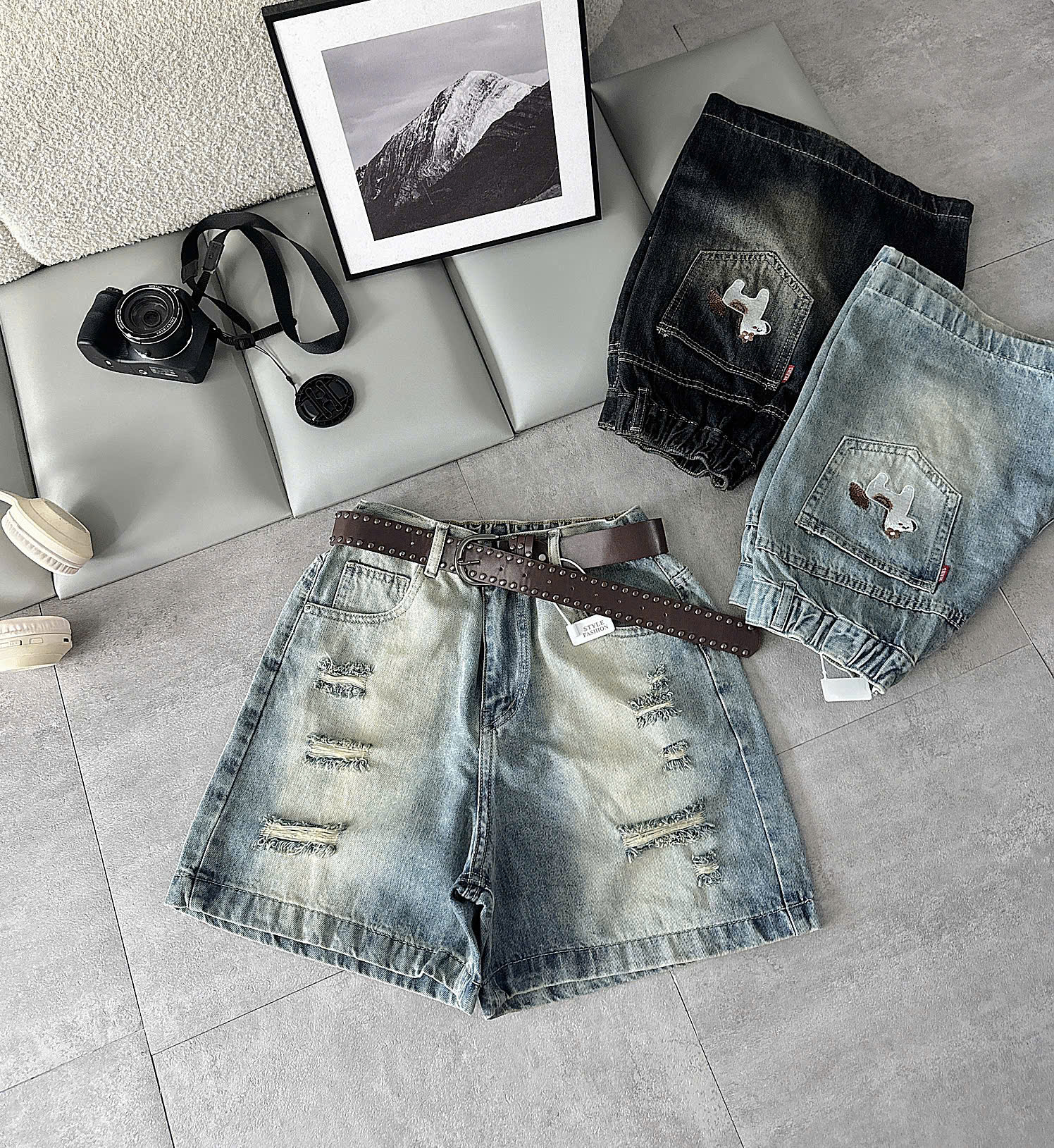 Quần short jean lửng bigsize T-QSJ72 màu xanh nhạt