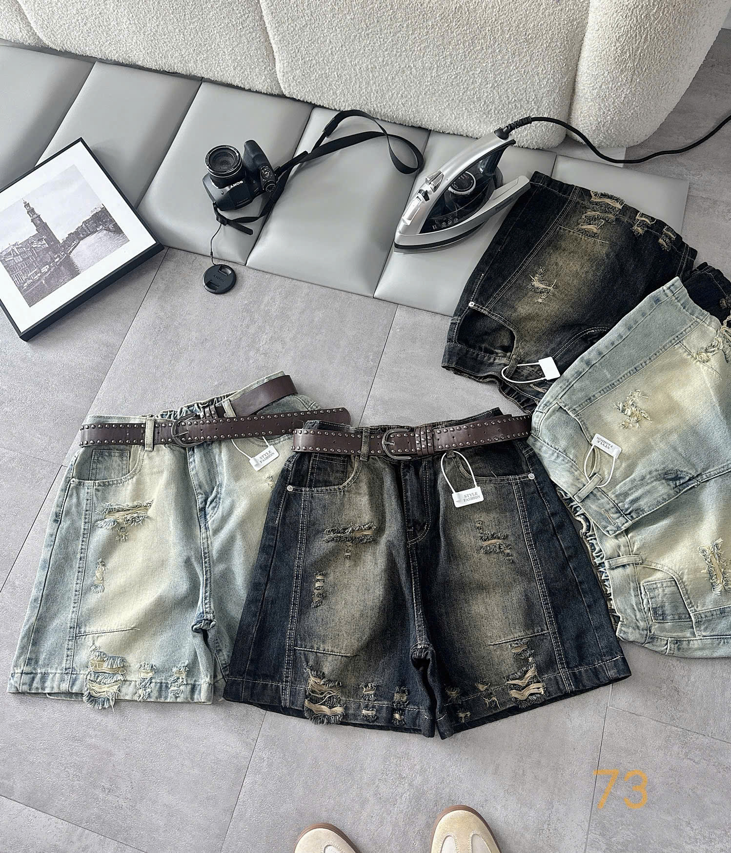 So sánh quần short jean lửng bigsize màu sáng và tối