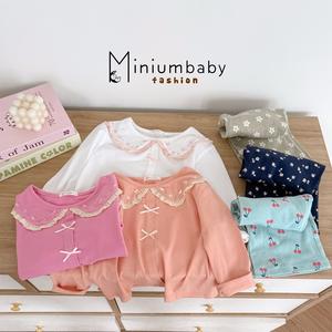 Bộ dài quần dài bé gái có cổ in hình