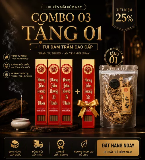 Product image - COMBO 03 Tặng 01 Hộp NHANG TRẦM HƯƠNG  + 01 Túi Dăm Trầm Hương| 279k