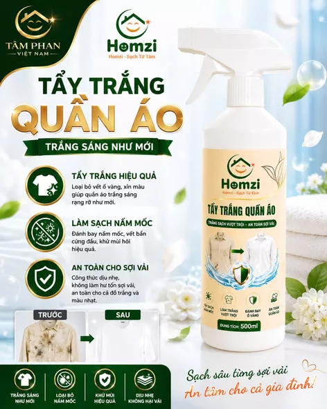 Product image - Tẩy Mốc & Tẩy Trắng Quần Áo Homzi