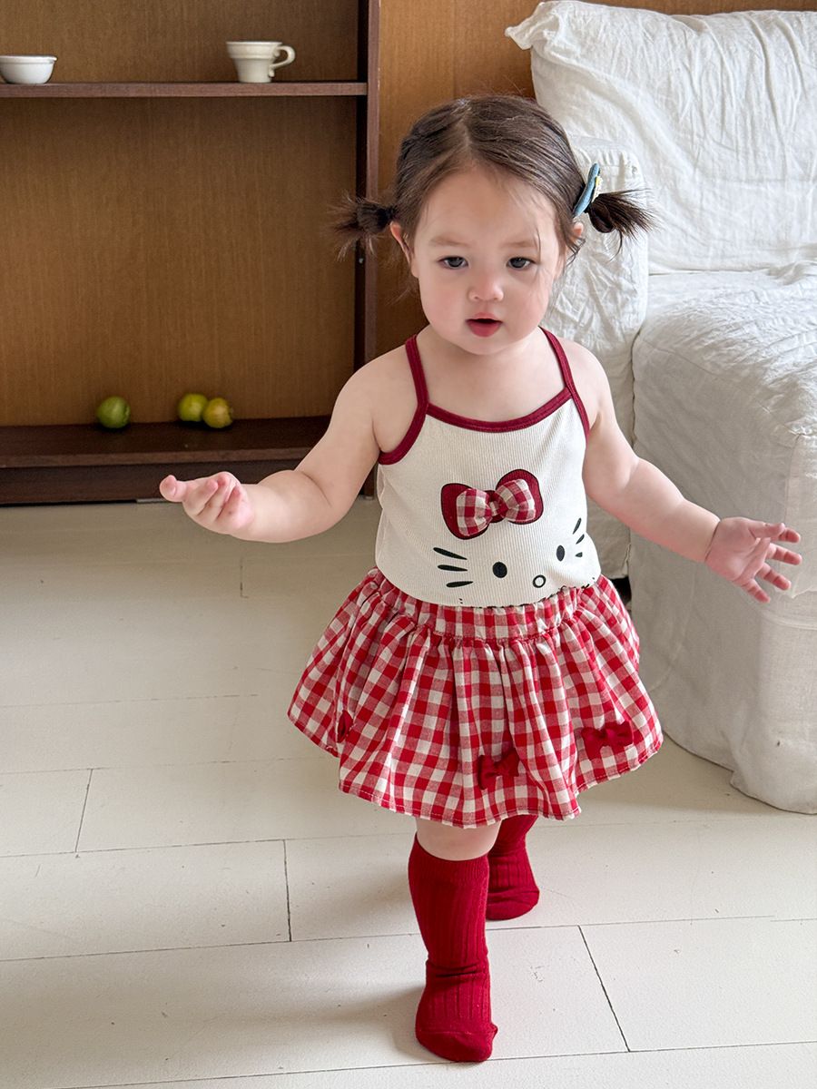 Set váy áo HLKT nơ caro nổi