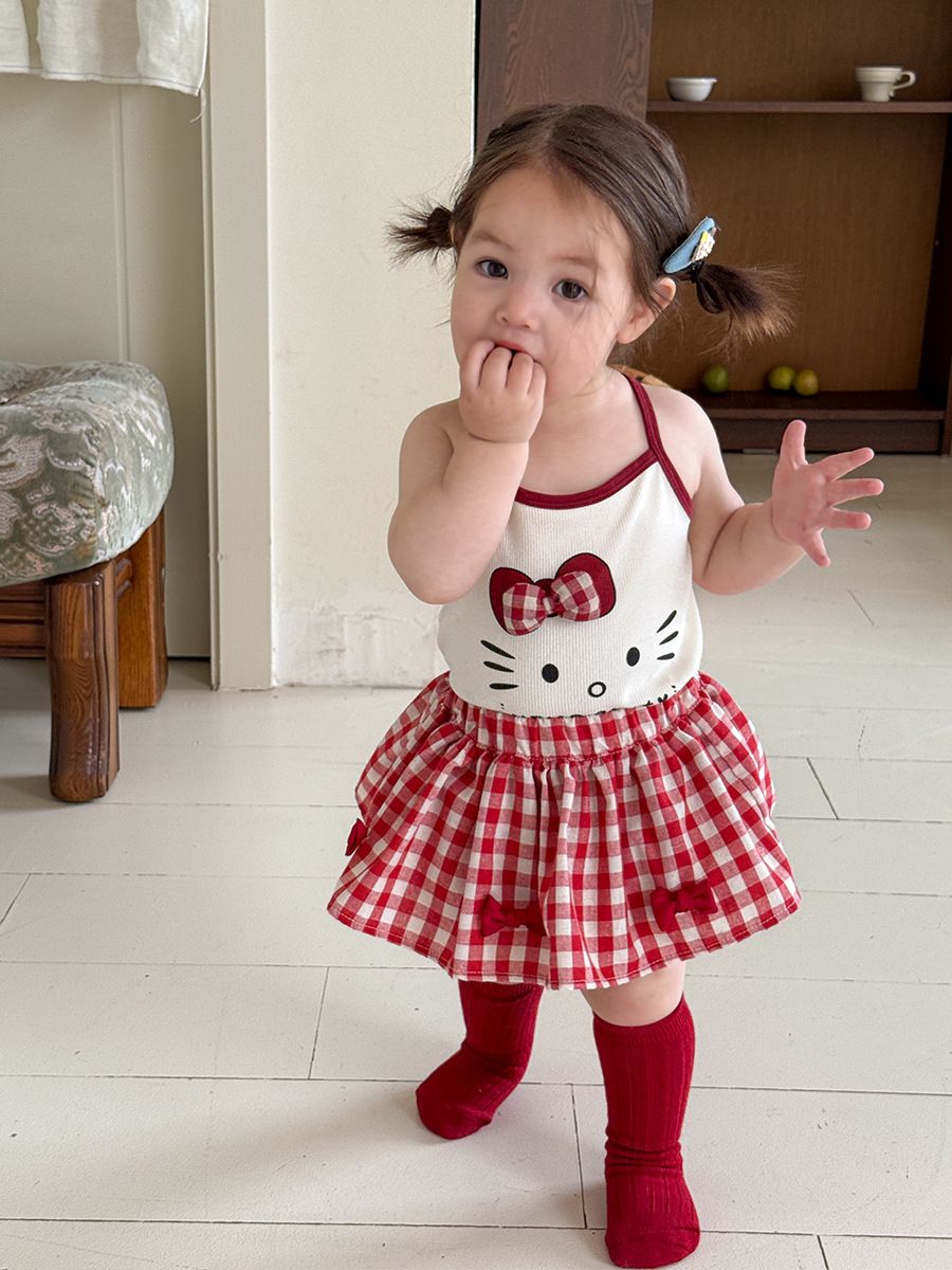 Set váy áo HLKT nơ caro nổi