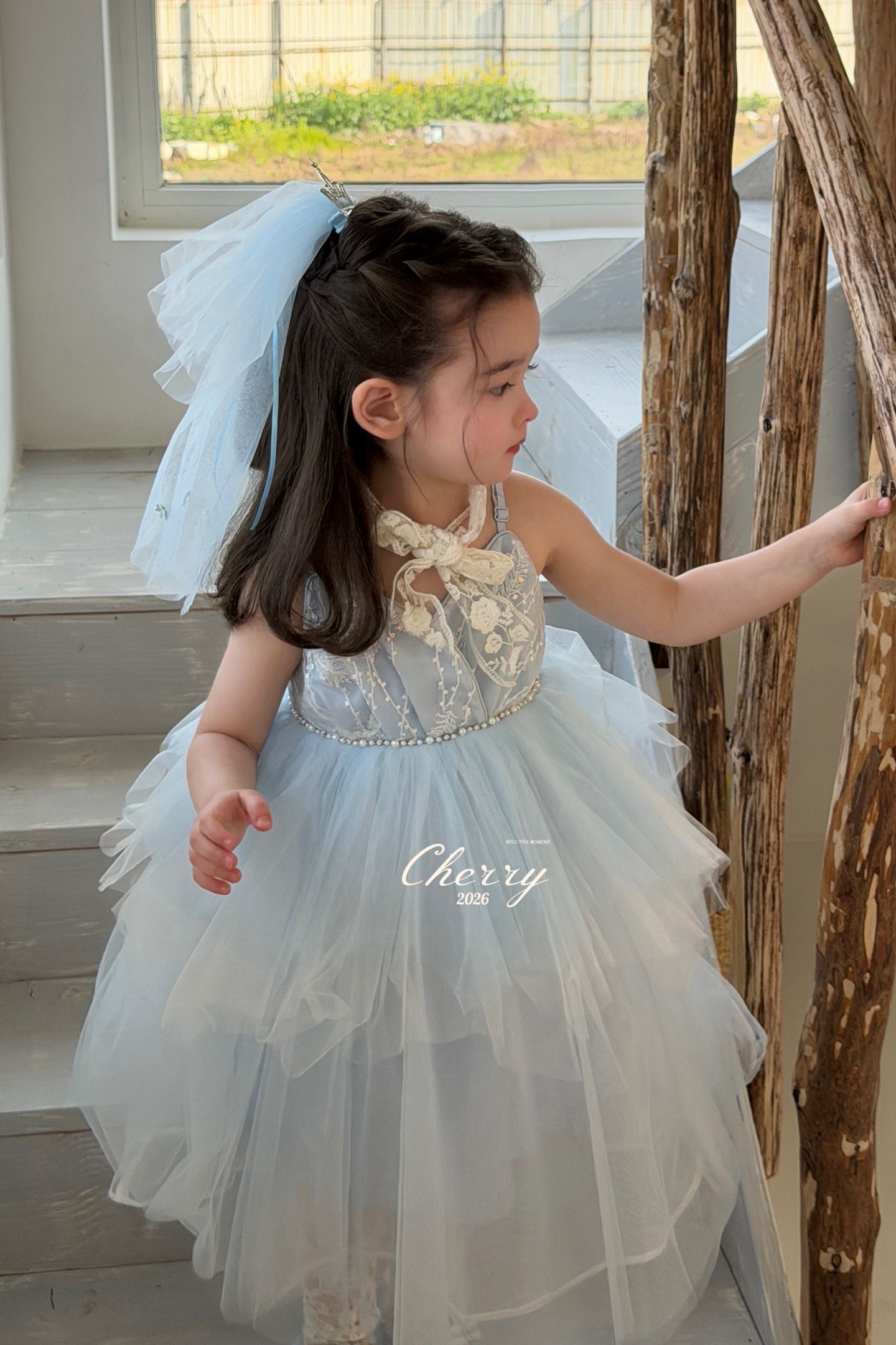 Cherry Kids - Đầm xanh Mermaid nơ lưng