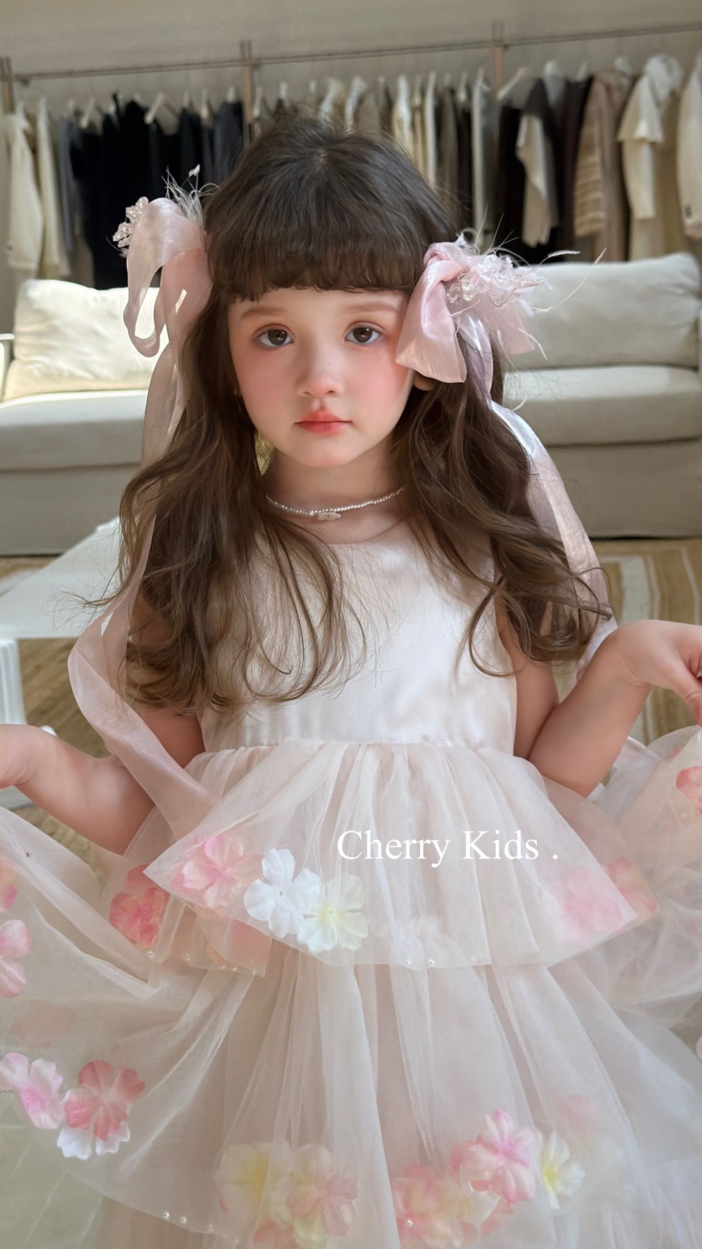 Cherry Kids - Đầm hồng pastel flower