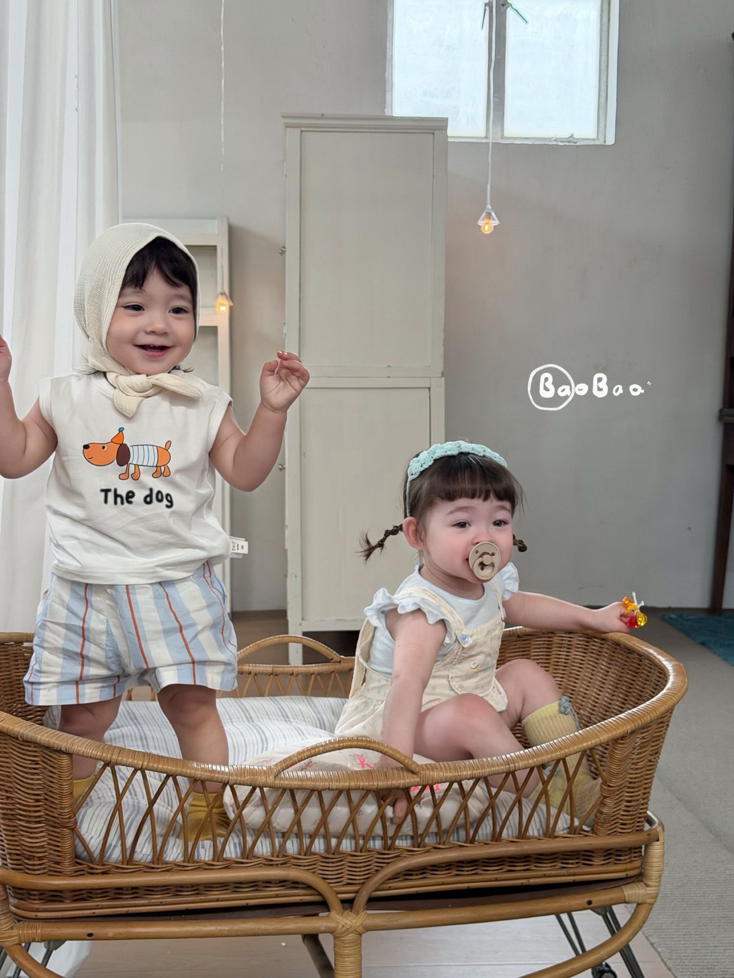 Set BaoBao the dog quần kẻ