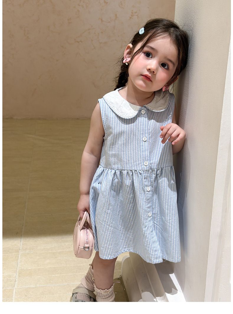 Đầm Jelly blue stripes cổ sen