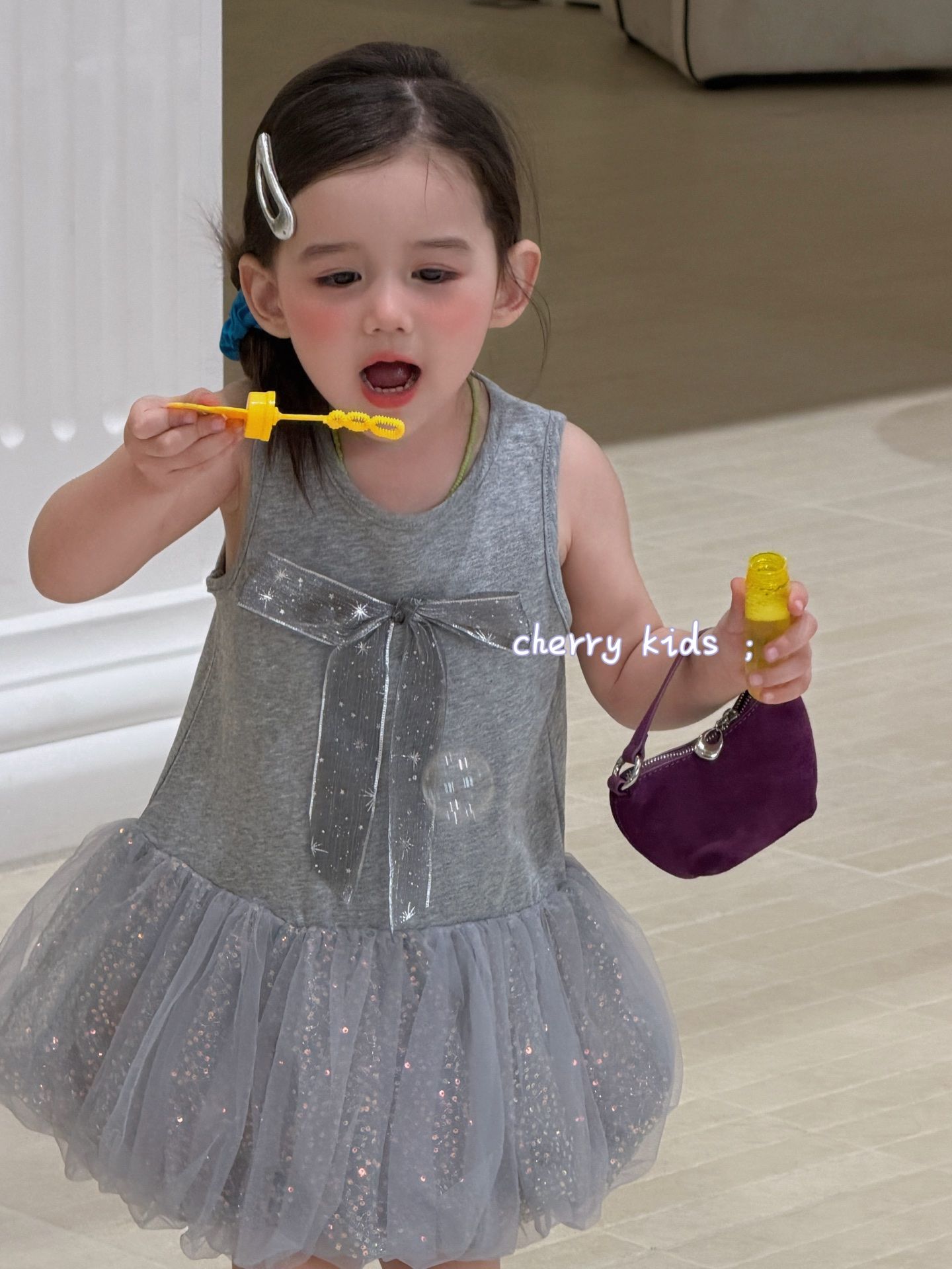 Cherry Kids- Đầm xám blink blink