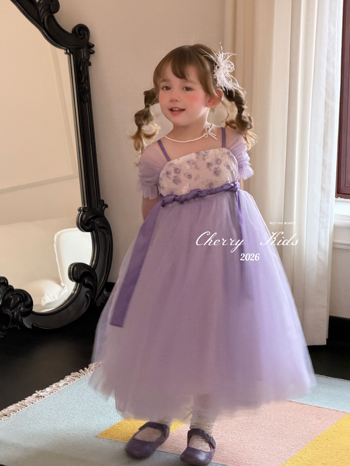 Cherry Kids - Đầm flower purple tỉu thơ