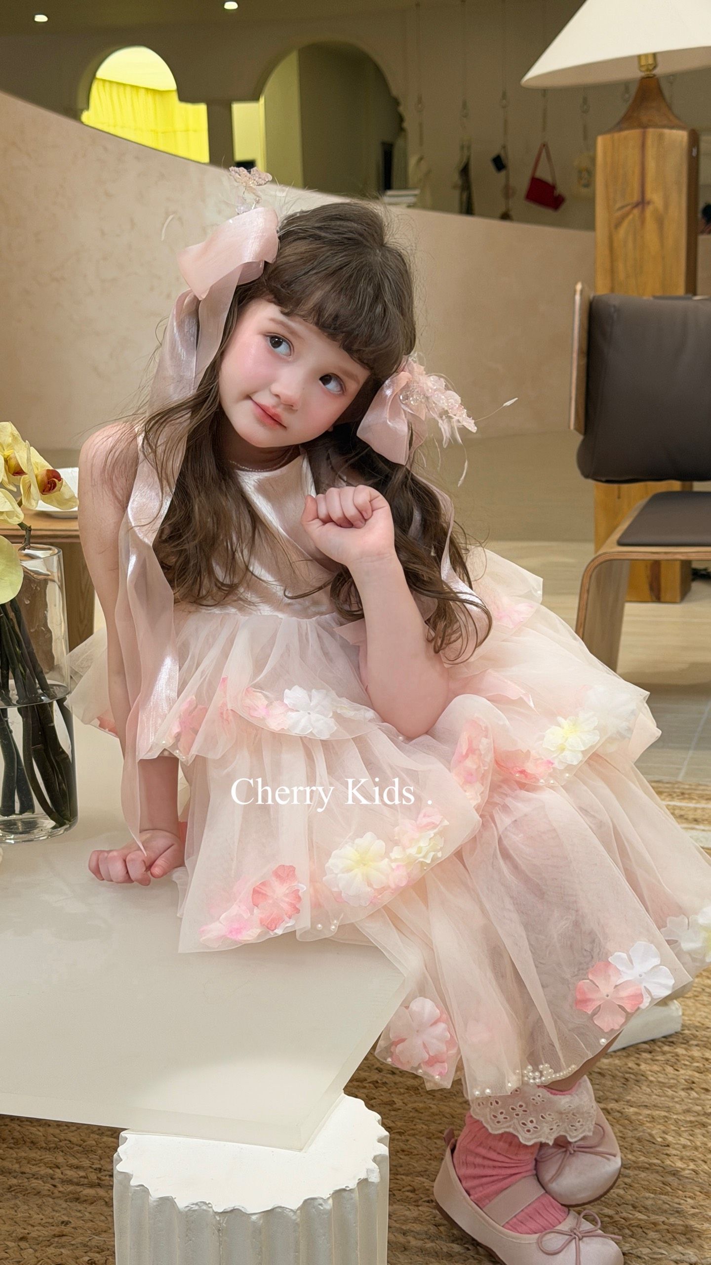 Cherry Kids - Đầm hồng pastel flower