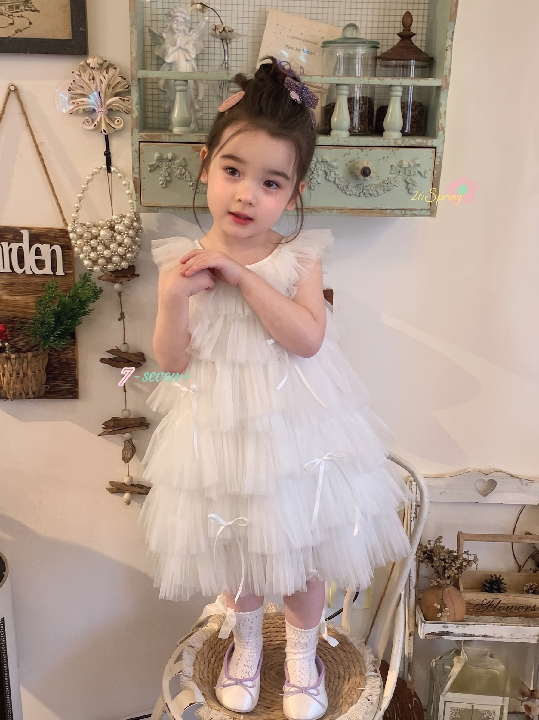 7-seven - Đầm tutu trắng đính nơ 5 tầng