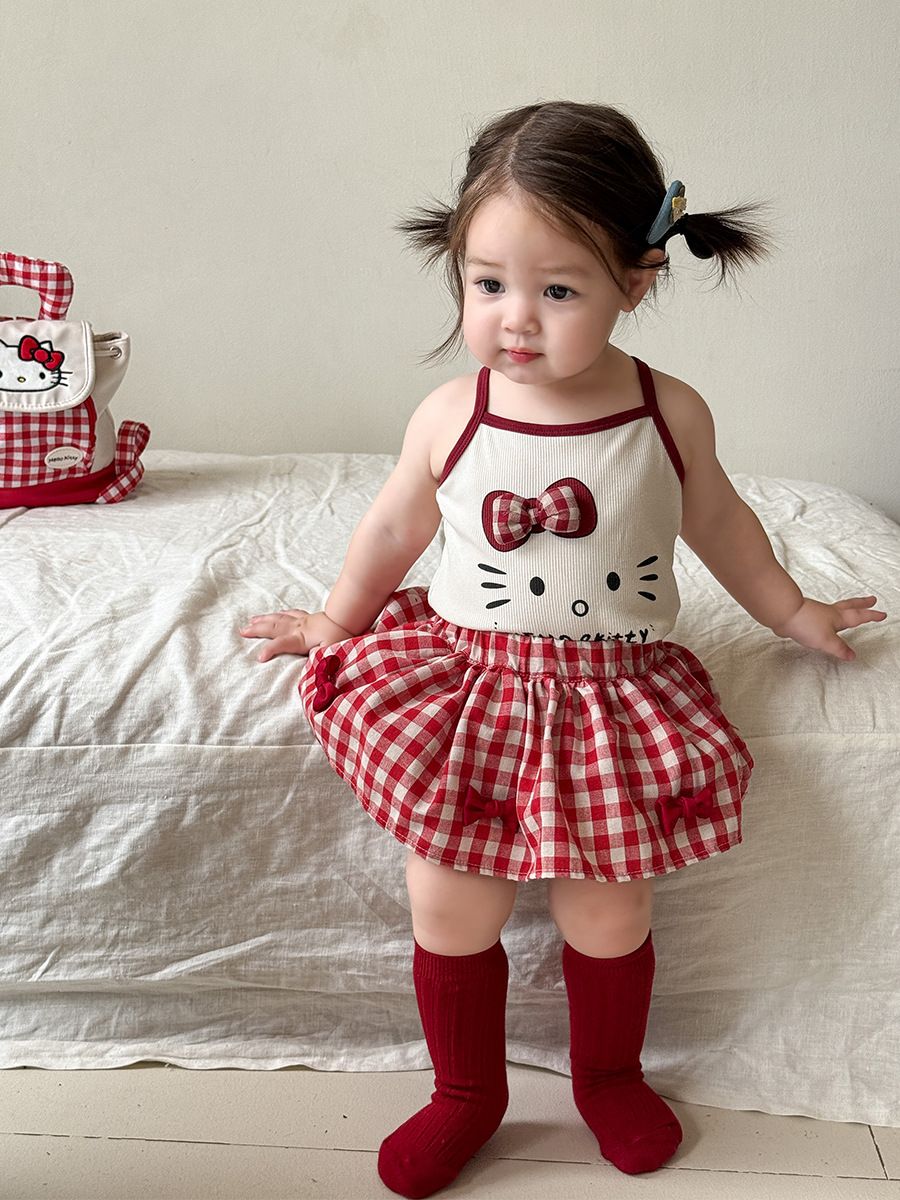 Set váy áo HLKT nơ caro nổi