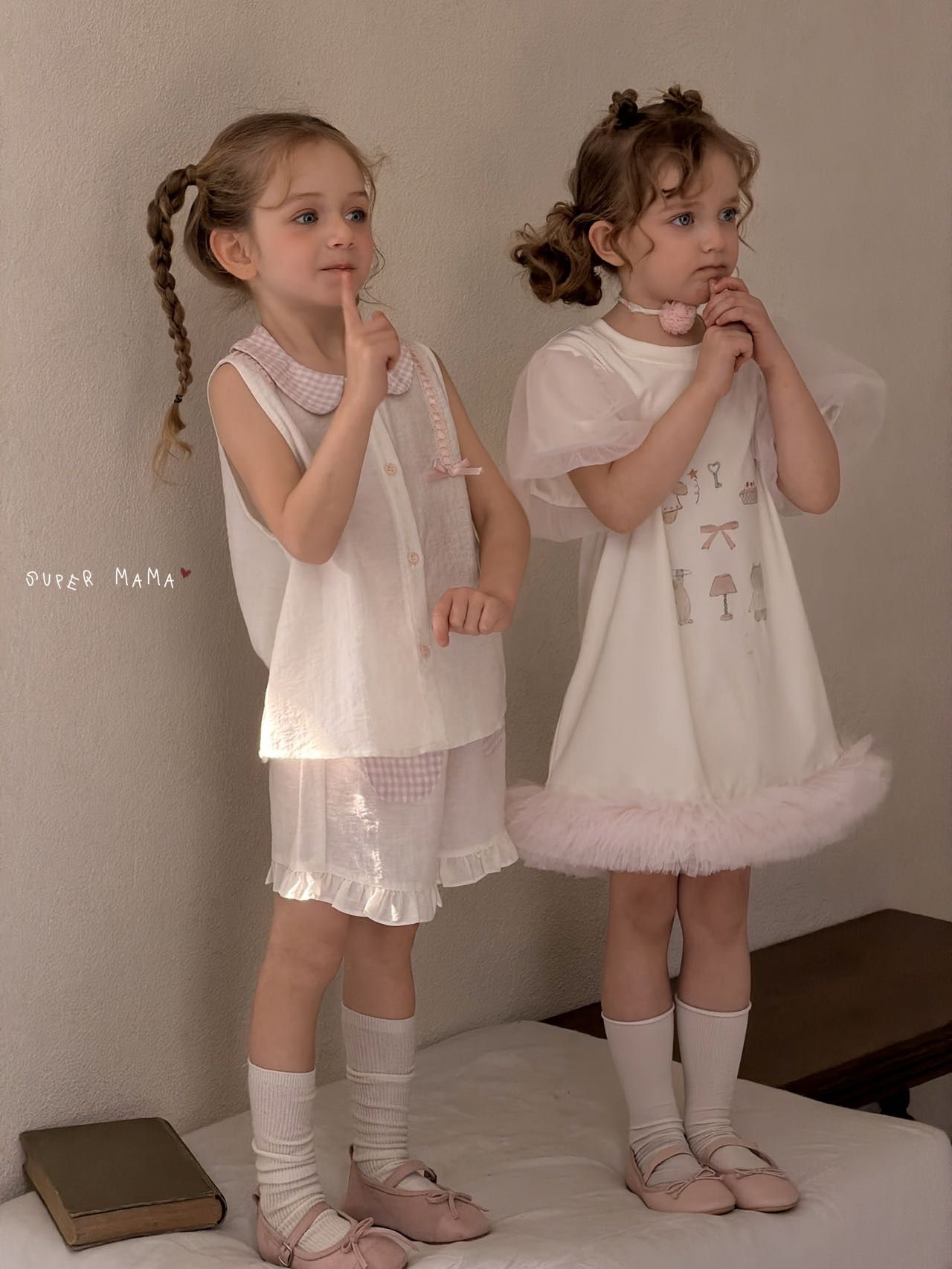 Đầm Super Mama hồng kem gấu tutu