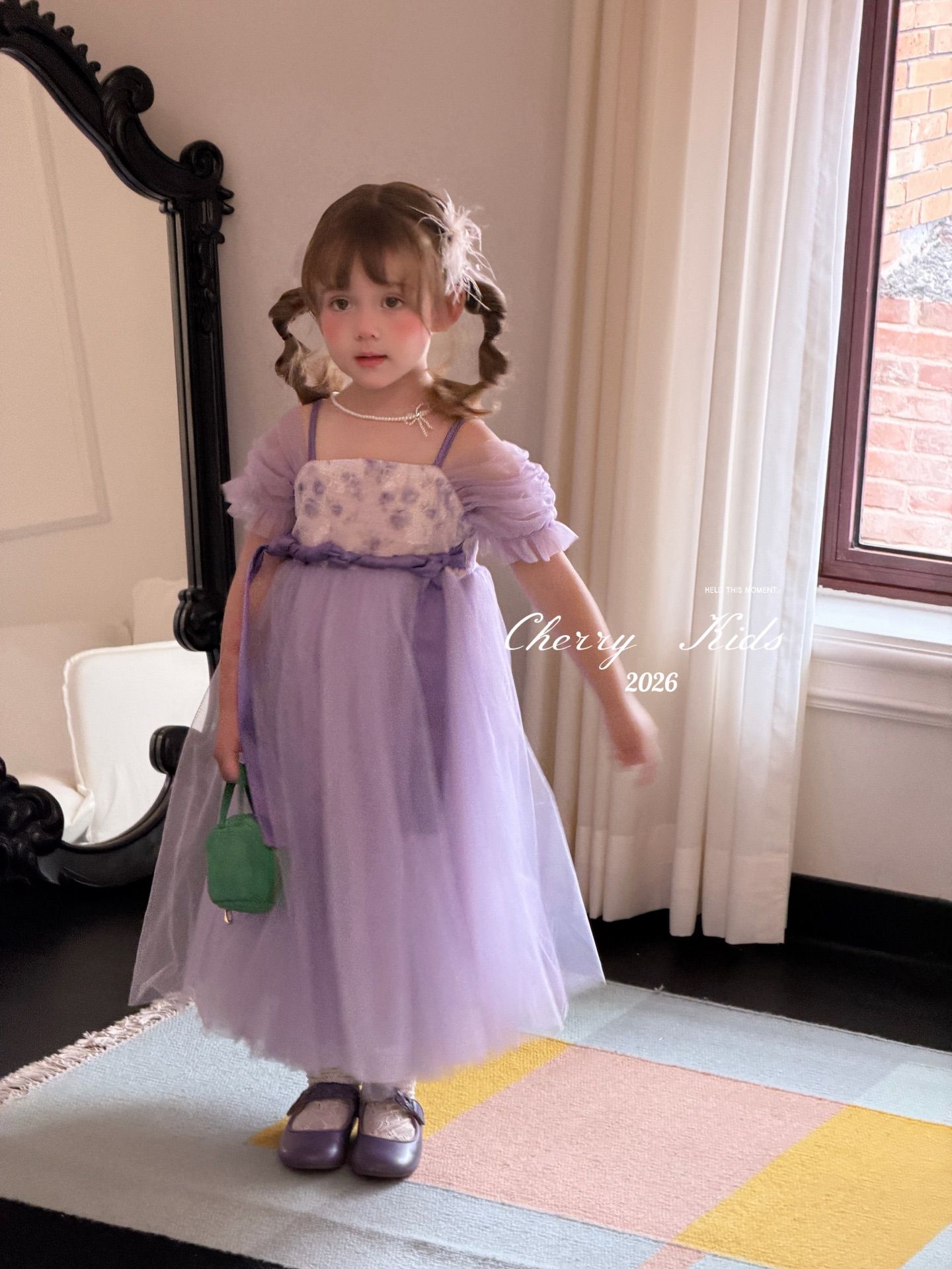 Cherry Kids - Đầm flower purple tỉu thơ