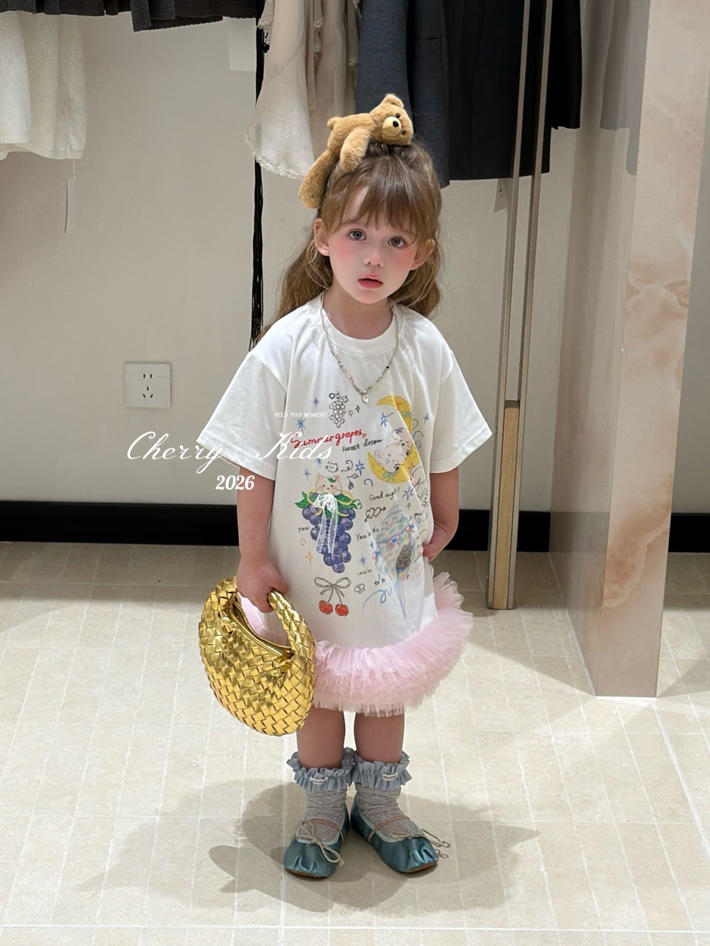 Cherry Kids - Đầm Trắng grapes gấu tutu