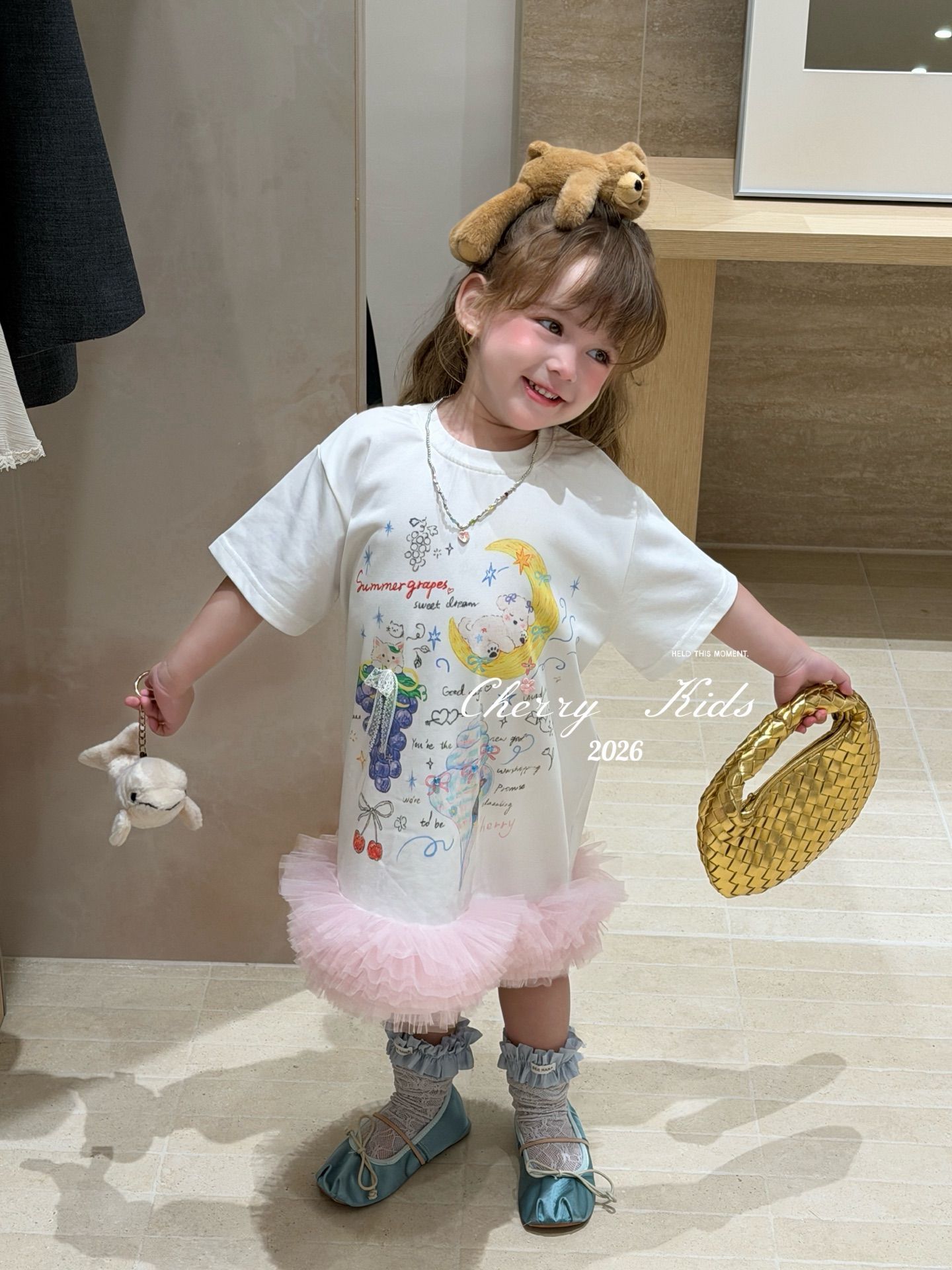 Cherry Kids - Đầm Trắng grapes gấu tutu