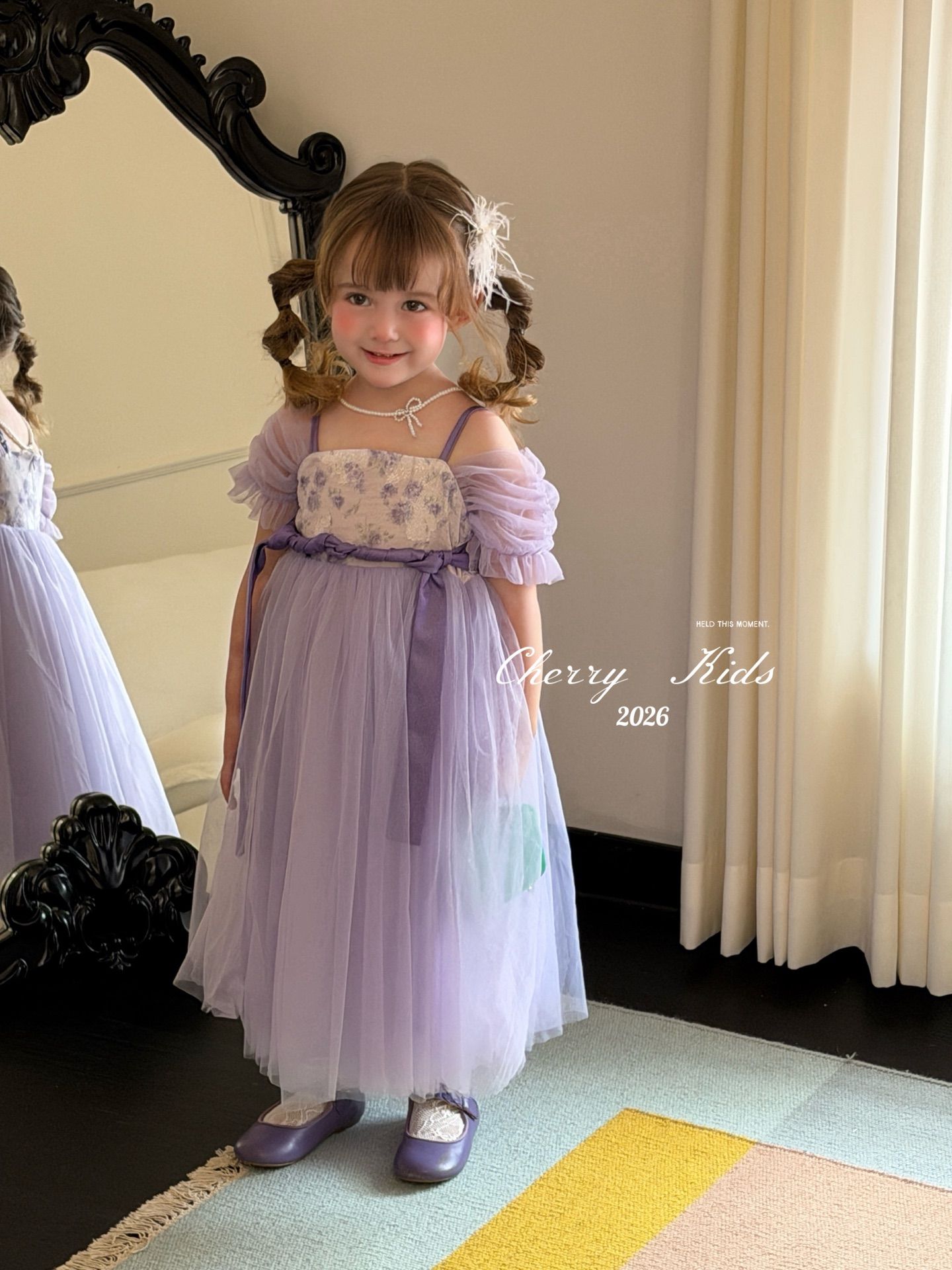 Cherry Kids - Đầm flower purple tỉu thơ