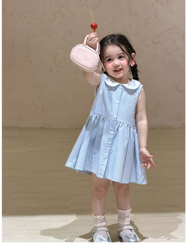Đầm Jelly blue stripes cổ sen