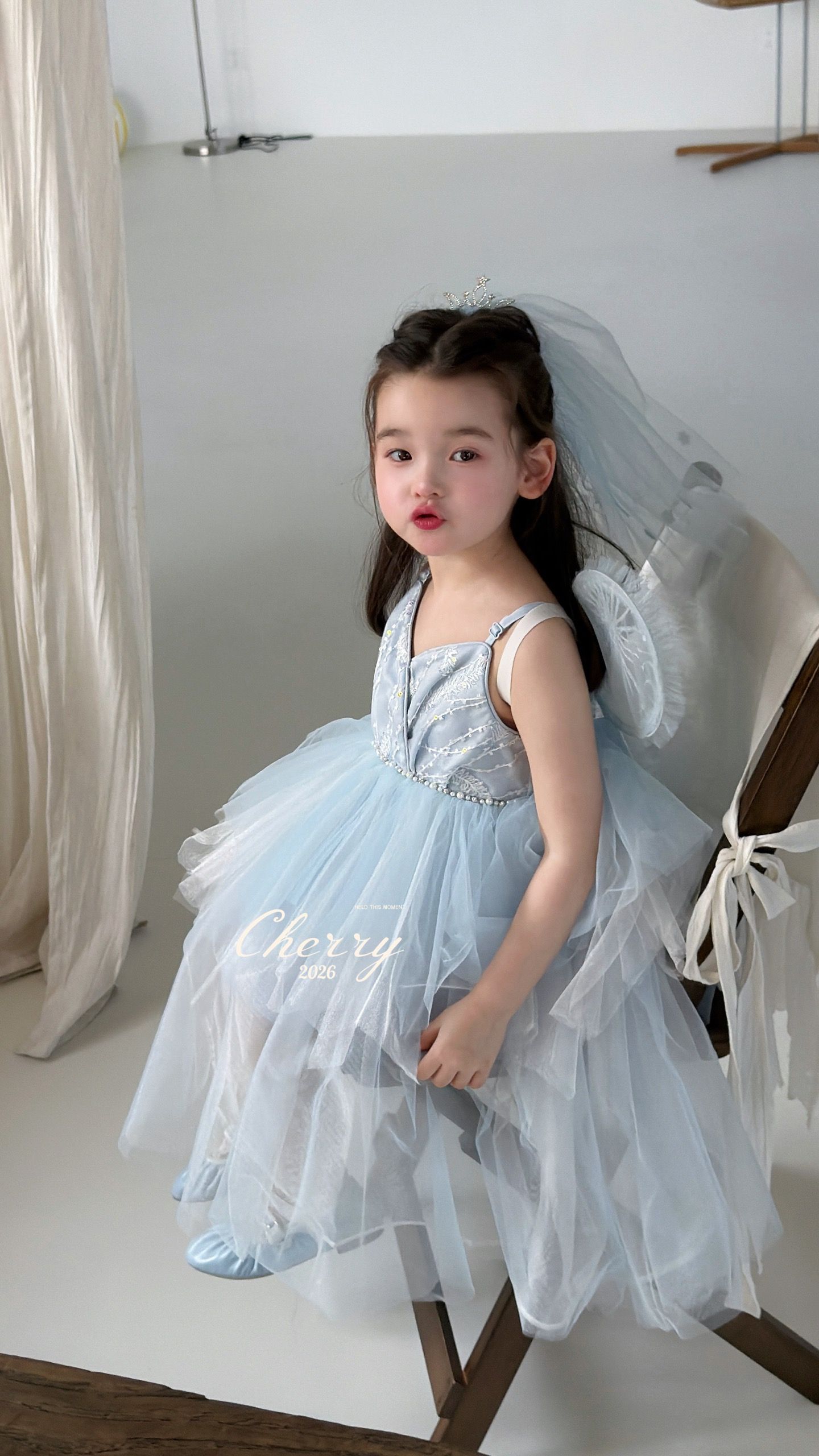 Cherry Kids - Đầm xanh Mermaid nơ lưng