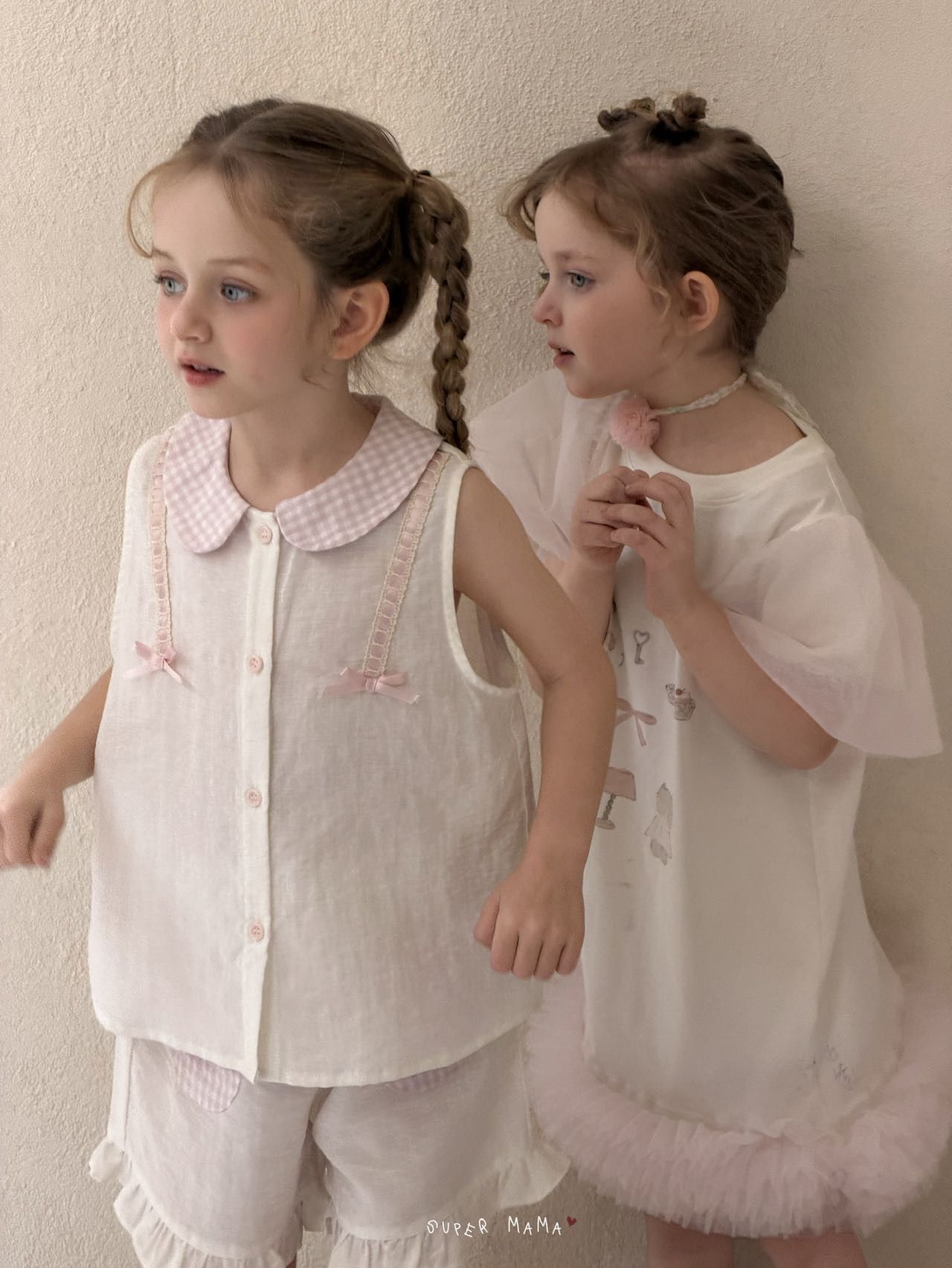 Đầm Super Mama hồng kem gấu tutu