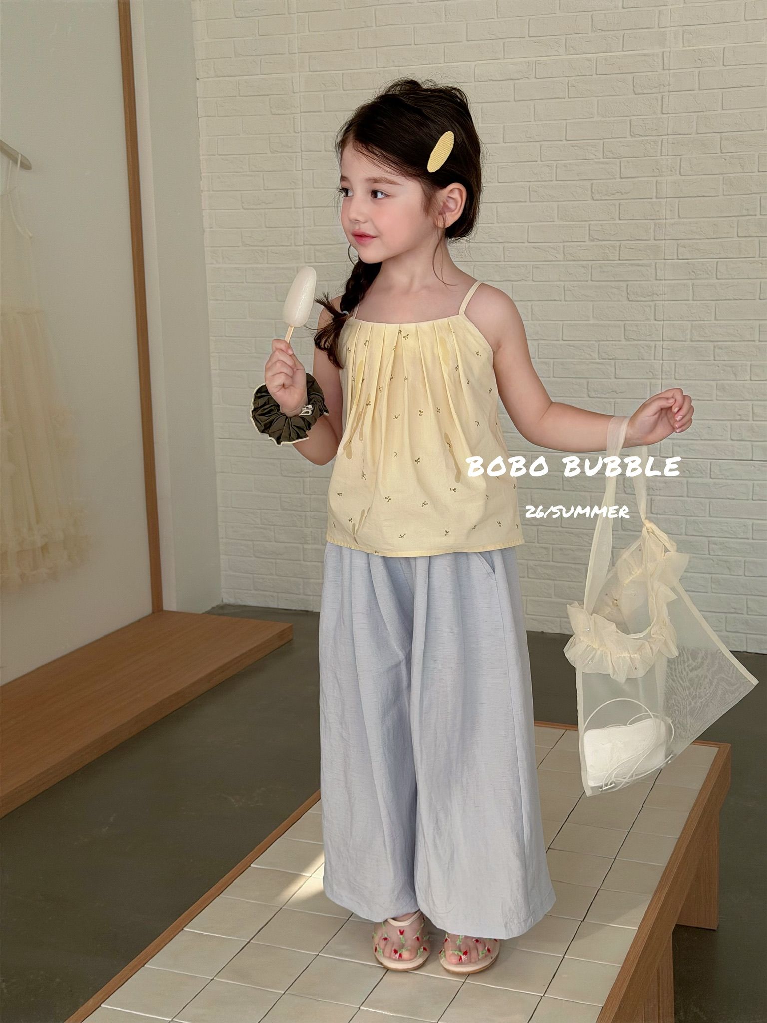 Set Bobo Bubble hoa nhỏ - Áo hai dây vàng