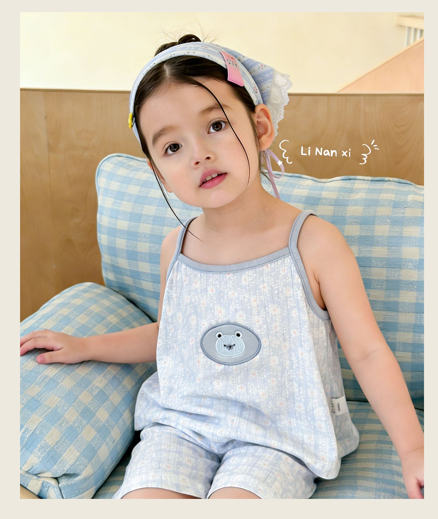Homewear Linanxi hai dây cute bear face