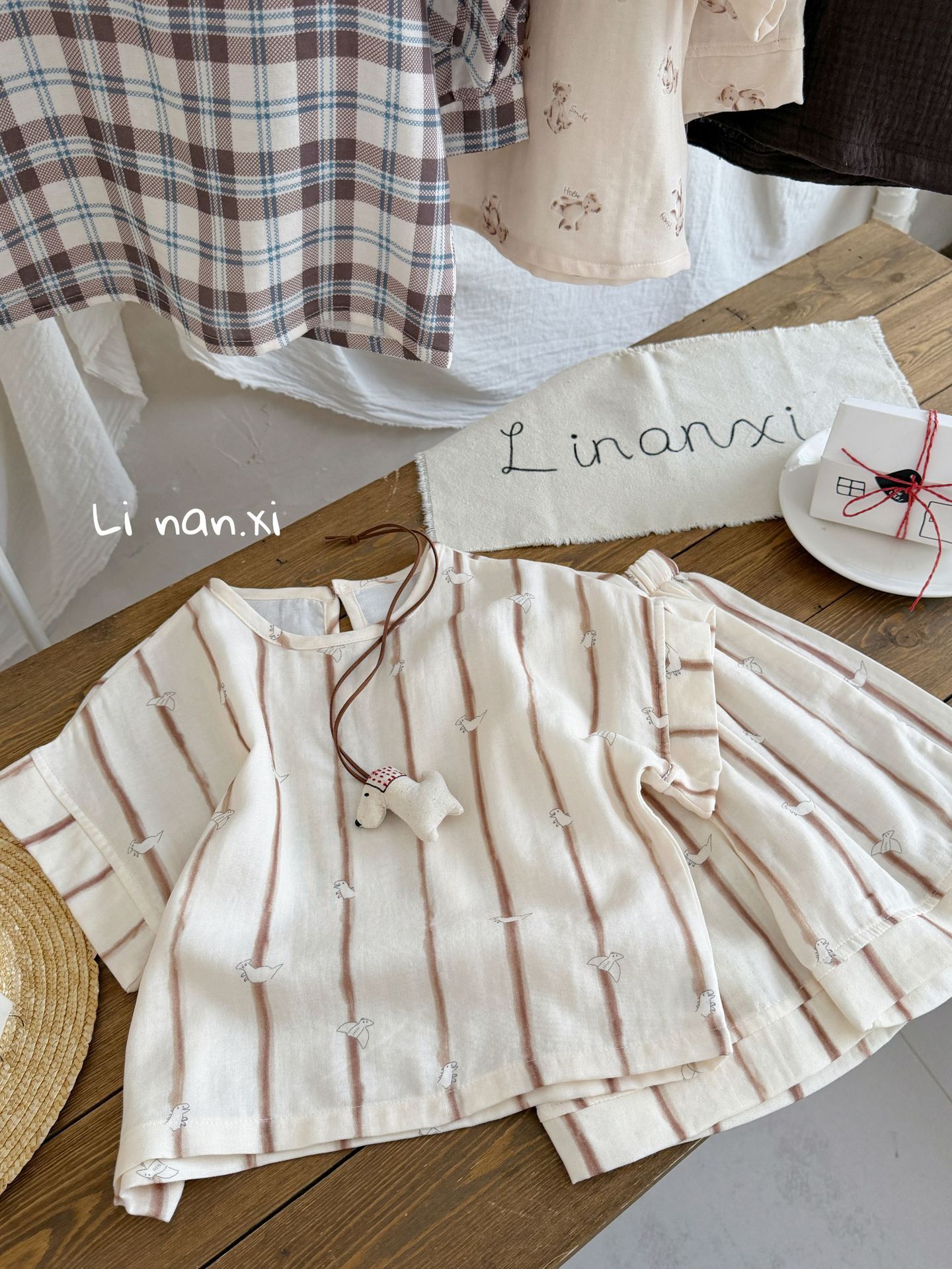 Homewear Linanxi dragon sọc nâu