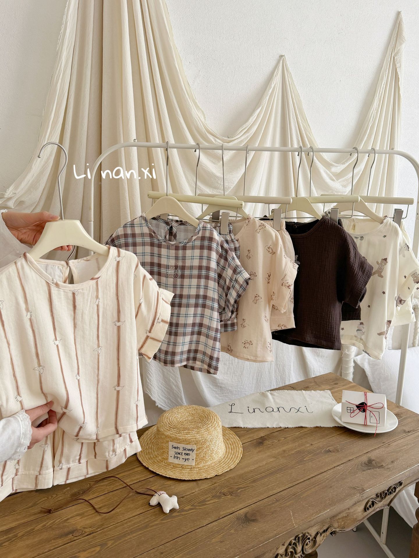 Homewear Linanxi dragon sọc nâu