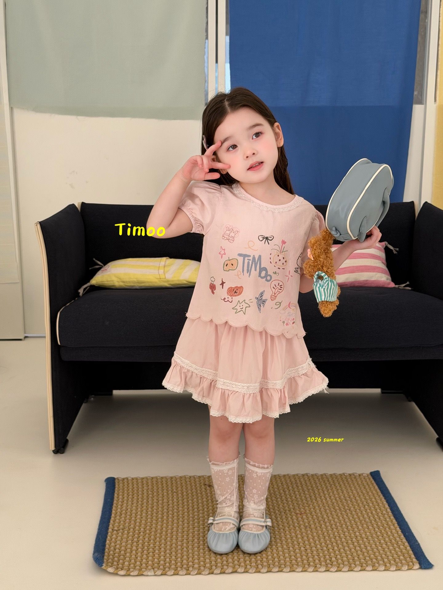 Timoo - Set váy áo sweet pinky