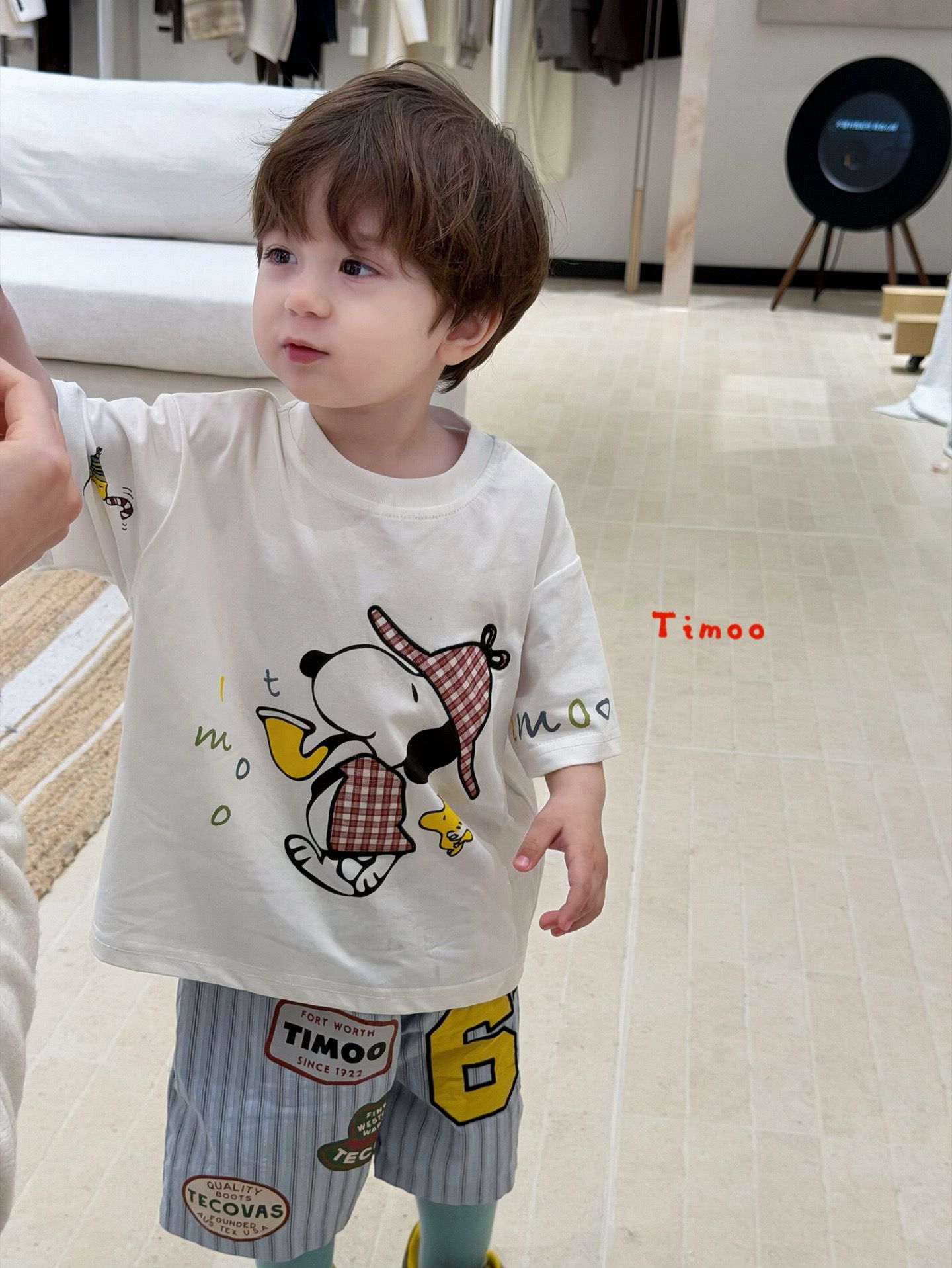 Timoo Snoopy Tecovas - Quần short sọc xanh