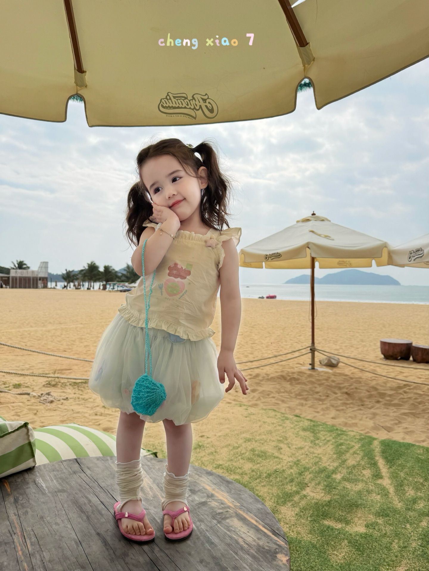 pastel Cheng Xiao - Váy tutu xanh hoa ẩn