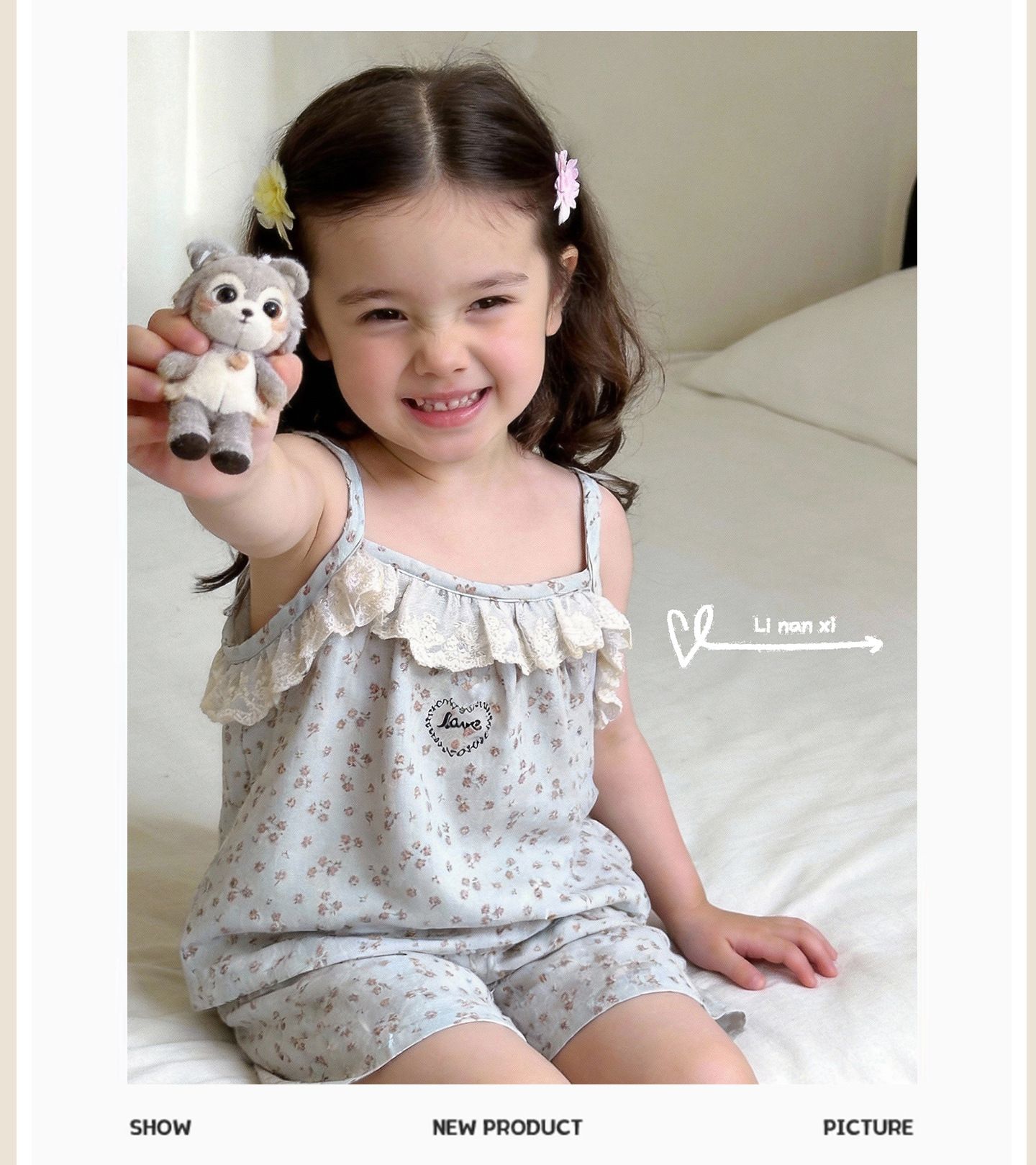 Homewear Linanxi hai dây cổ ren bèo