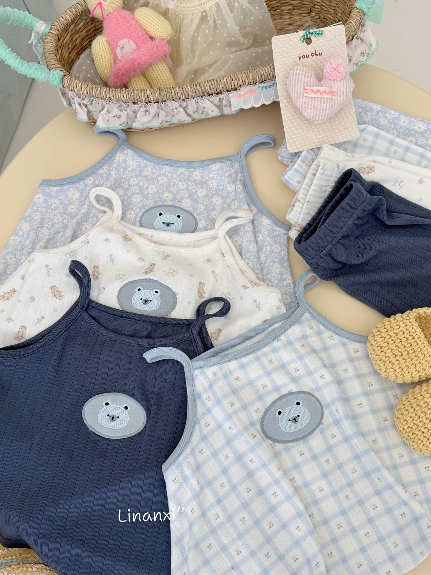 Homewear Linanxi hai dây cute bear face