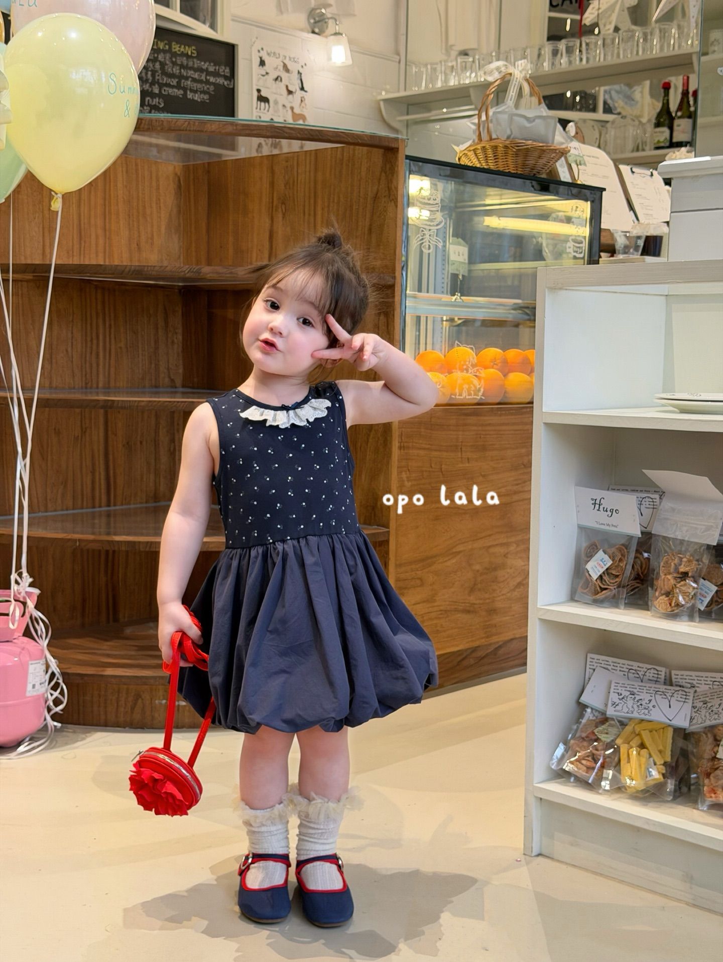 Opo Lala - Đầm Navy cổ mix ren