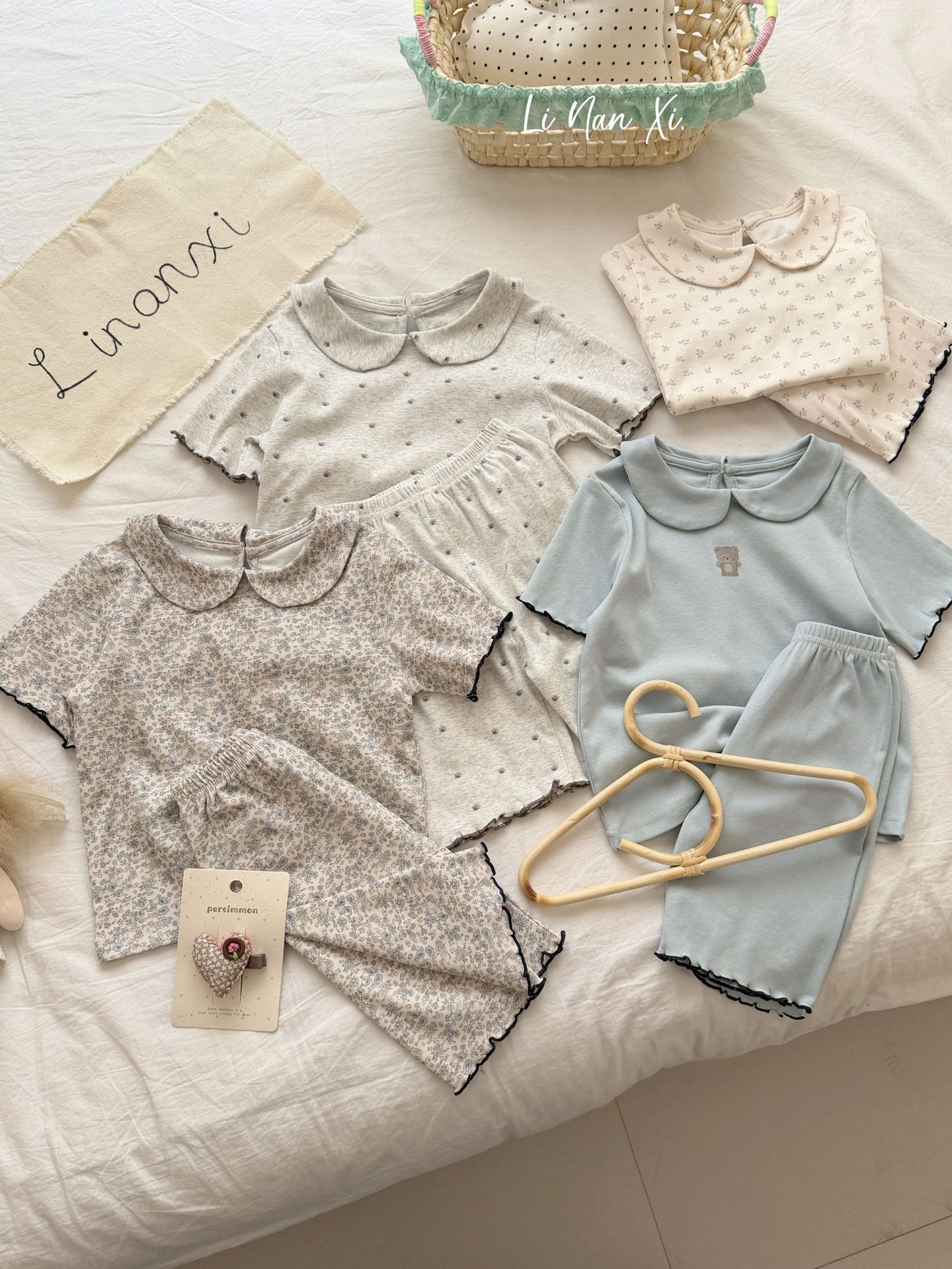 Homewear Linanxi cổ sen viền sóng