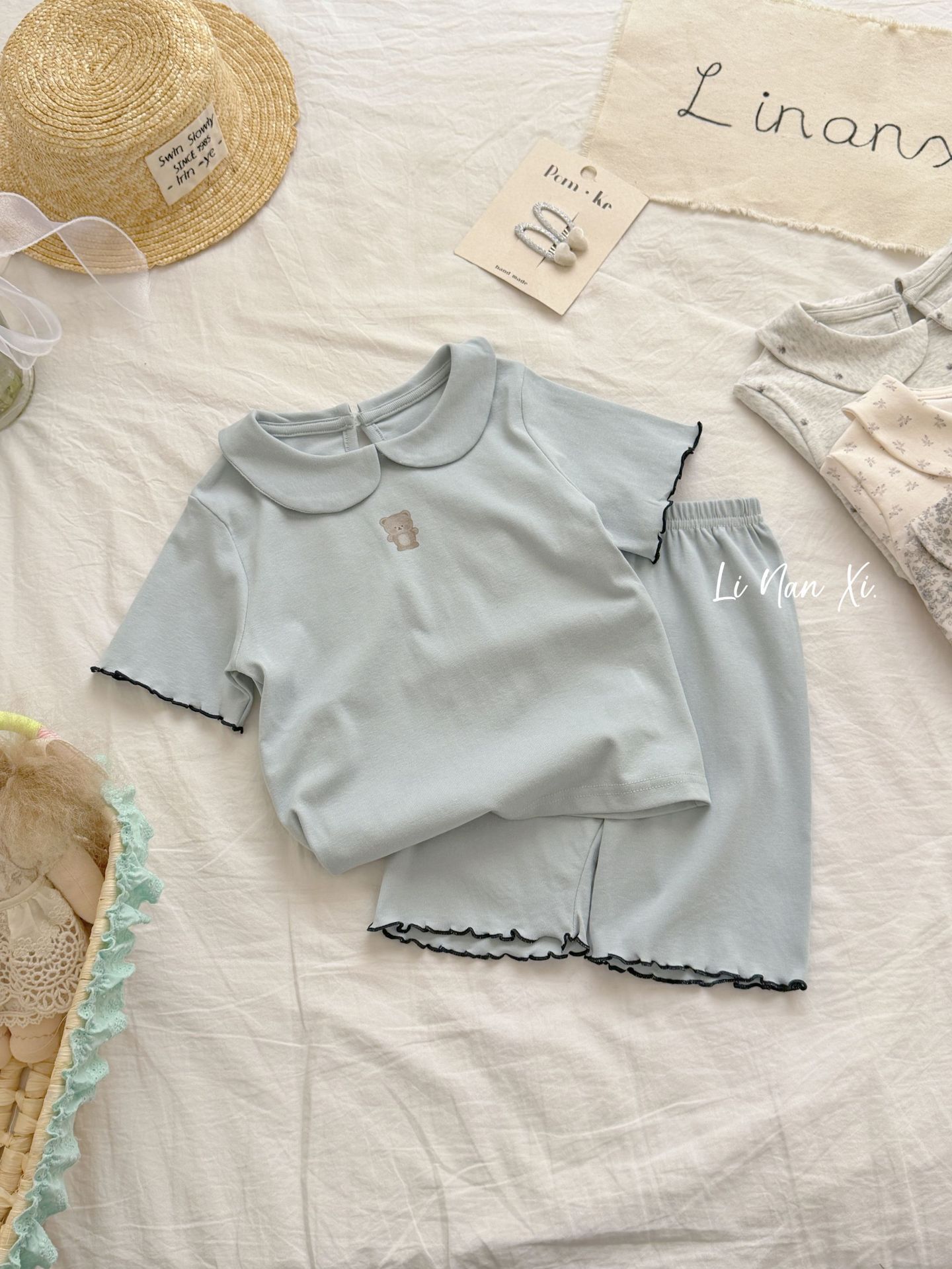 Homewear Linanxi cổ sen viền sóng