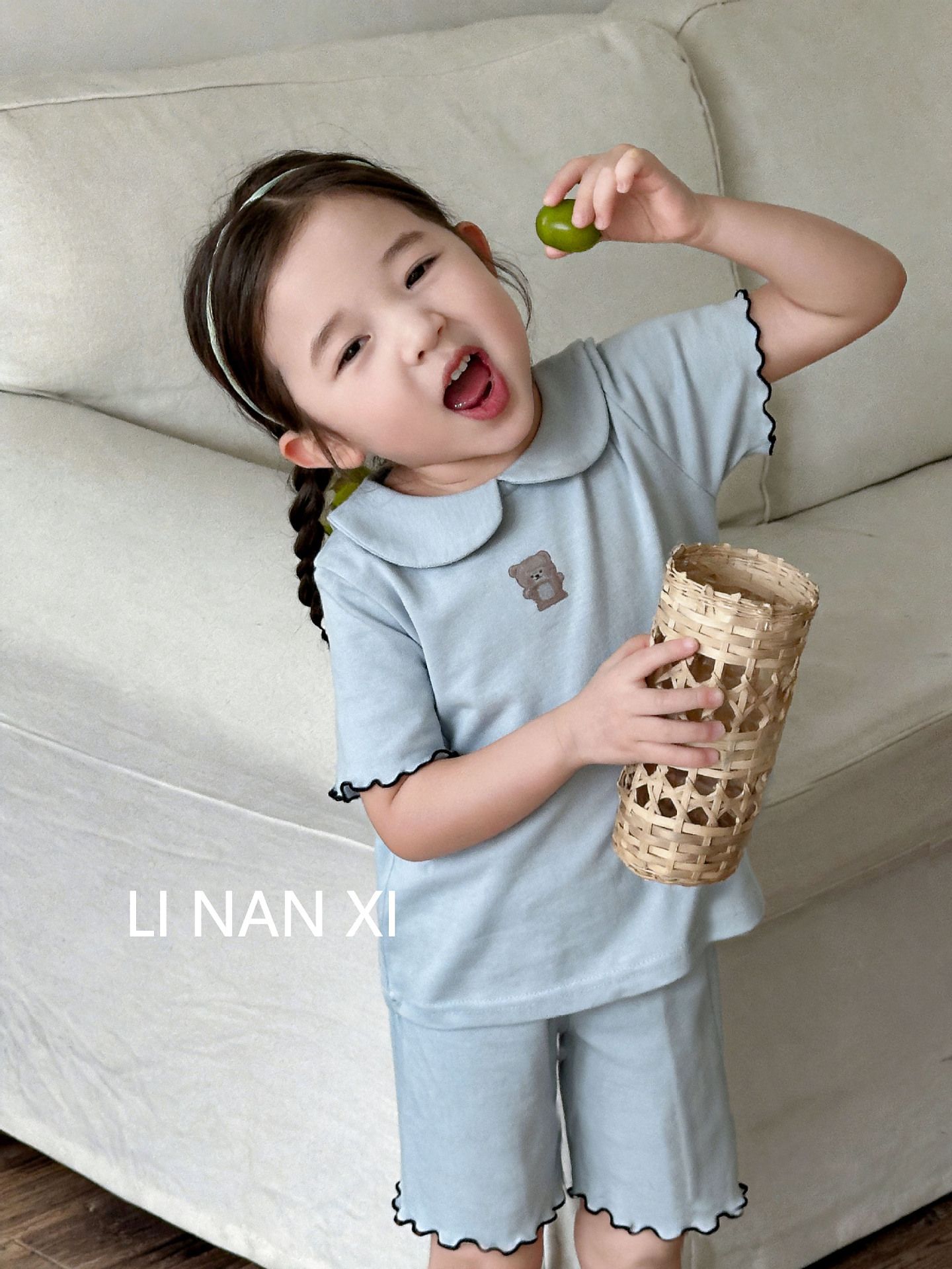 Homewear Linanxi cổ sen viền sóng