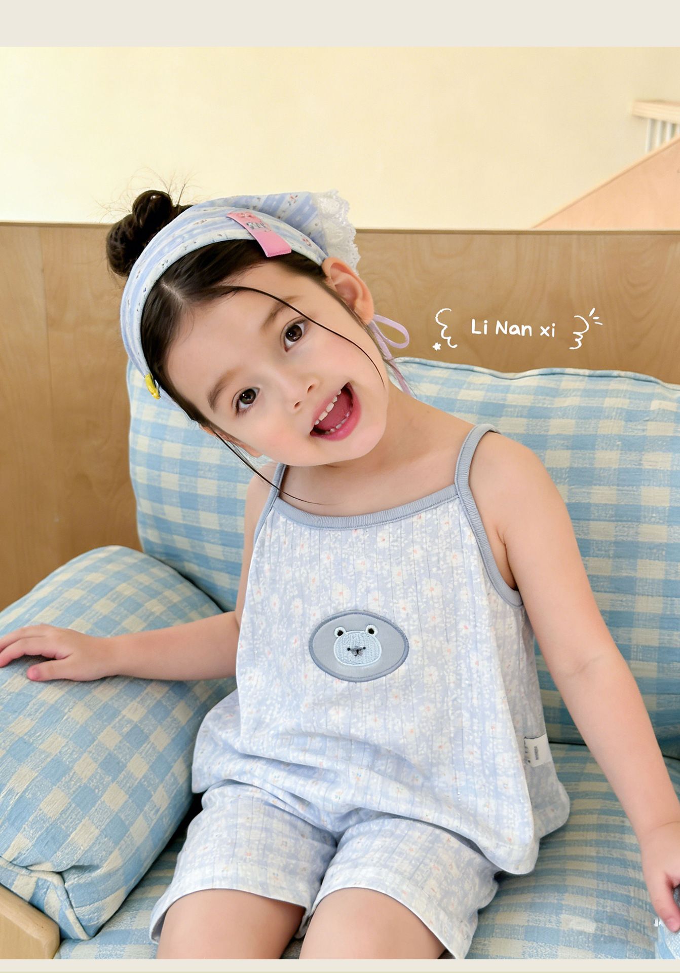 Homewear Linanxi hai dây cute bear face