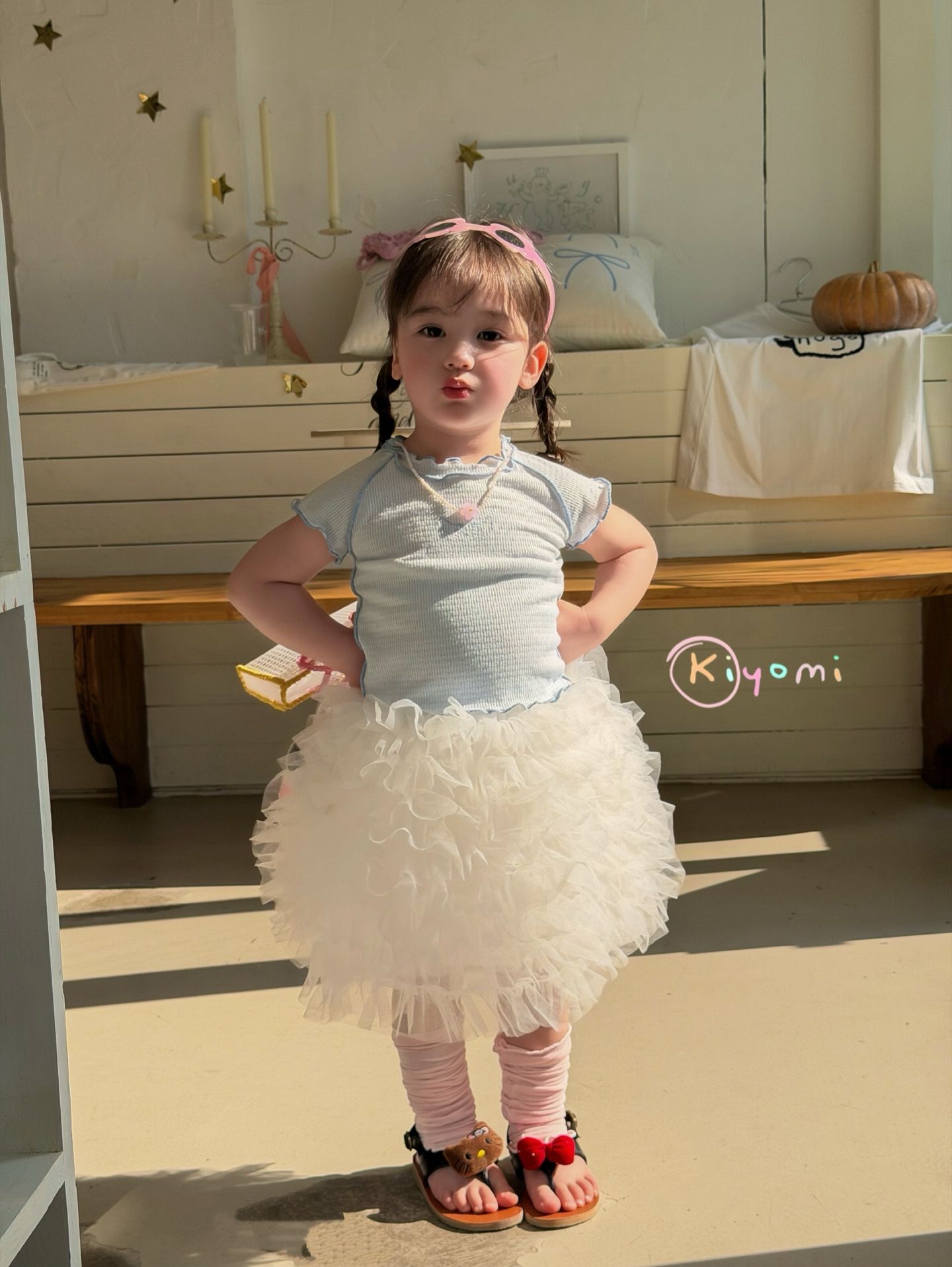 Áo viền bèo Váy tutu Kiyomi - Áo xanh