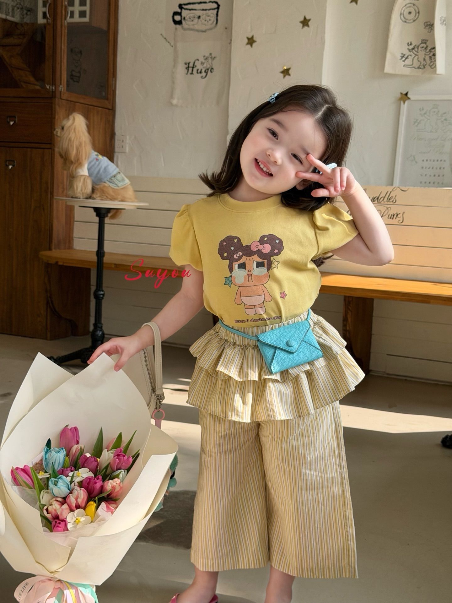 dopa Suyou - Quần kẻ mix yếm