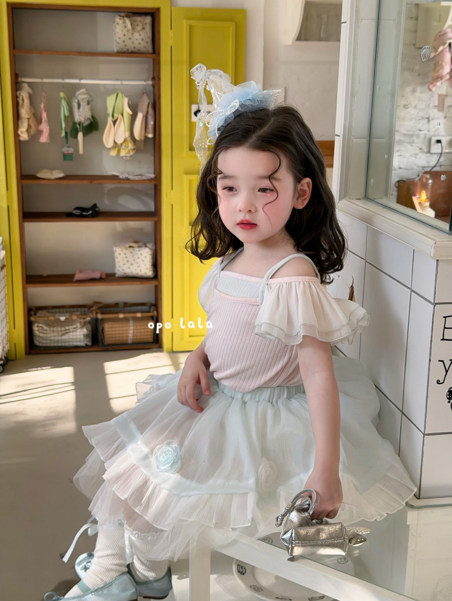 Set váy áo tulle rose Opo Lala vai bèo