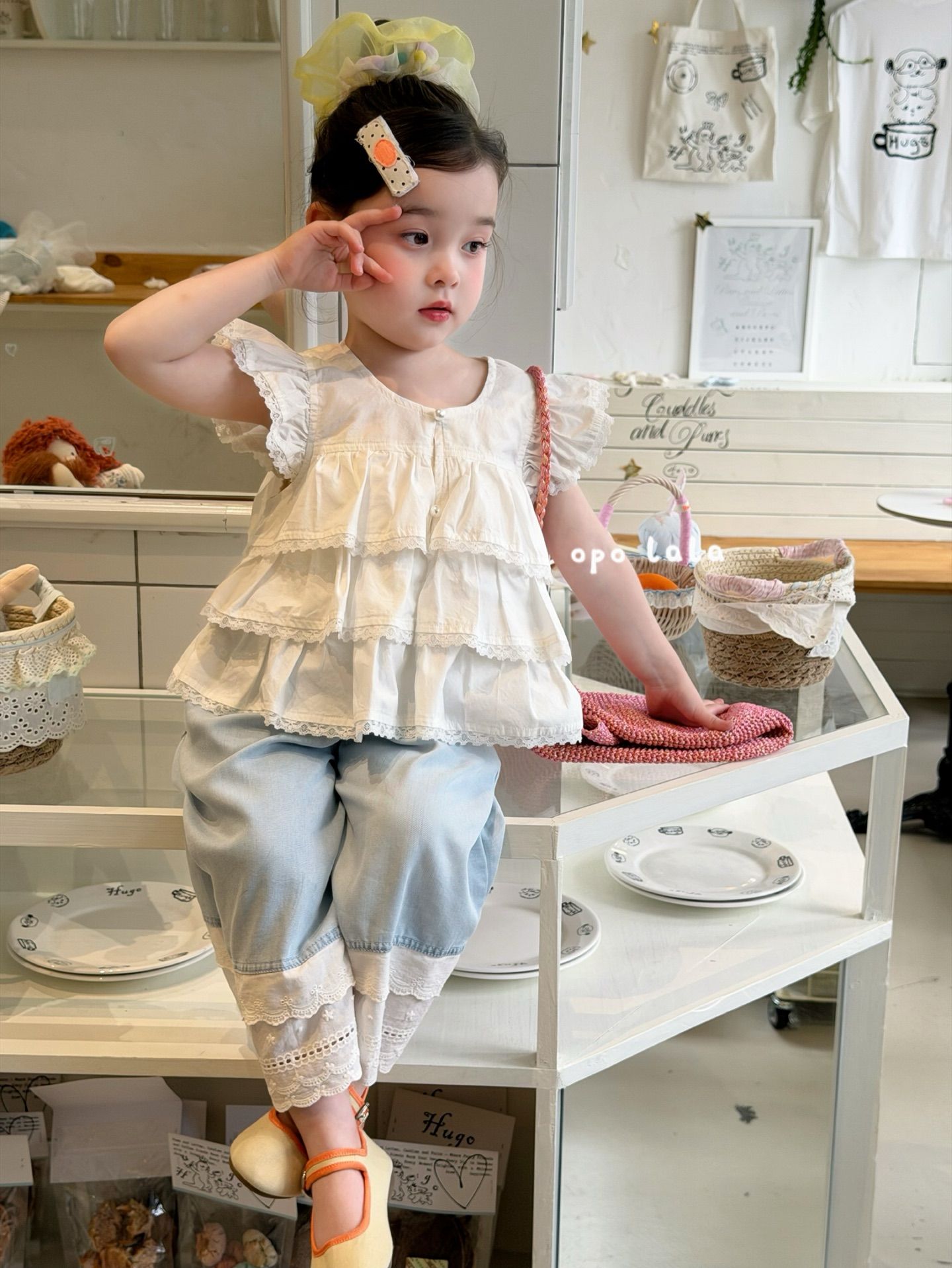 gấu ren Opo Lala - Áo ren trắng 3 tầng