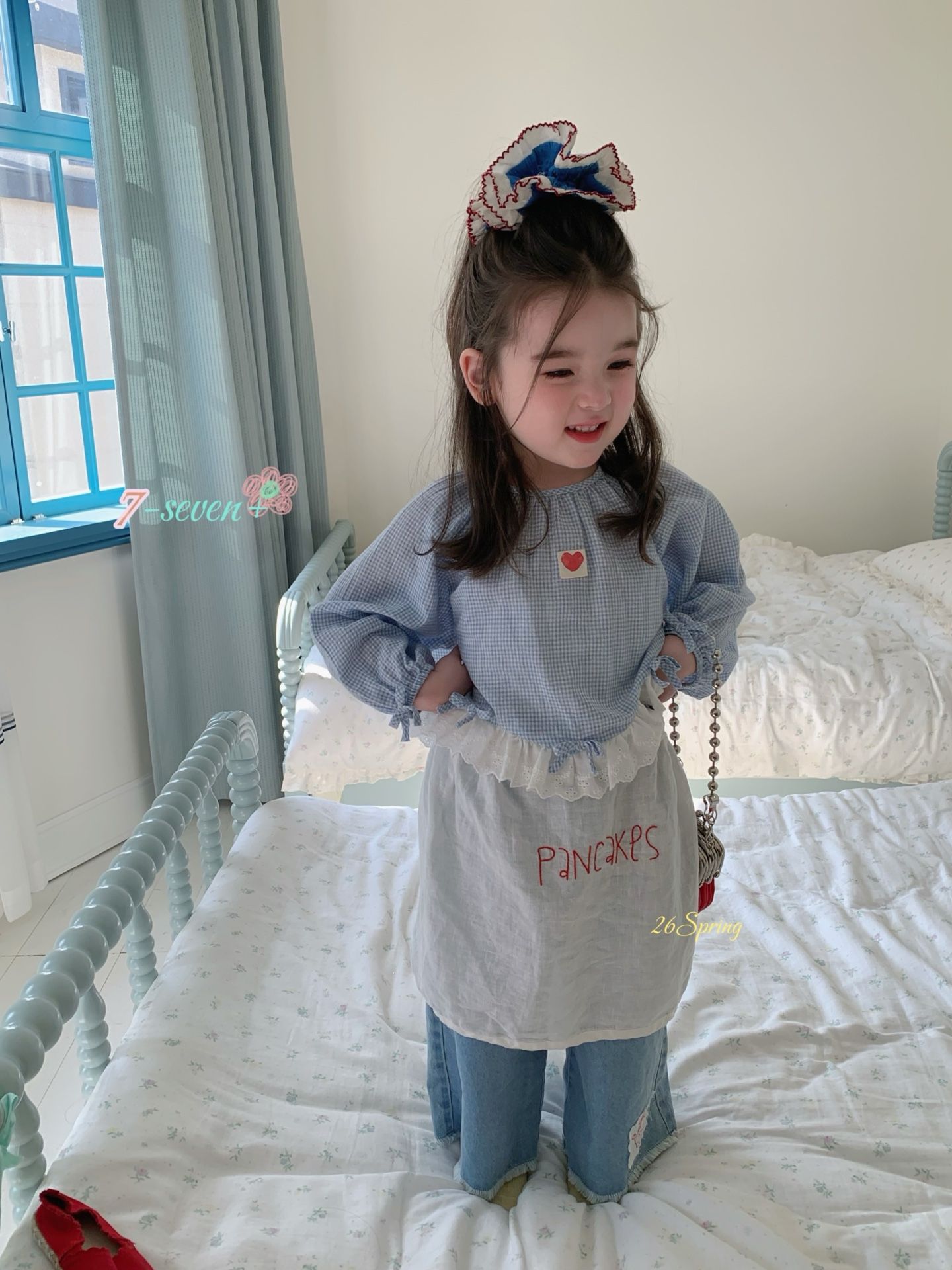 Sơ mi kẻ caro xanh tim đỏ 7-seven 7+002