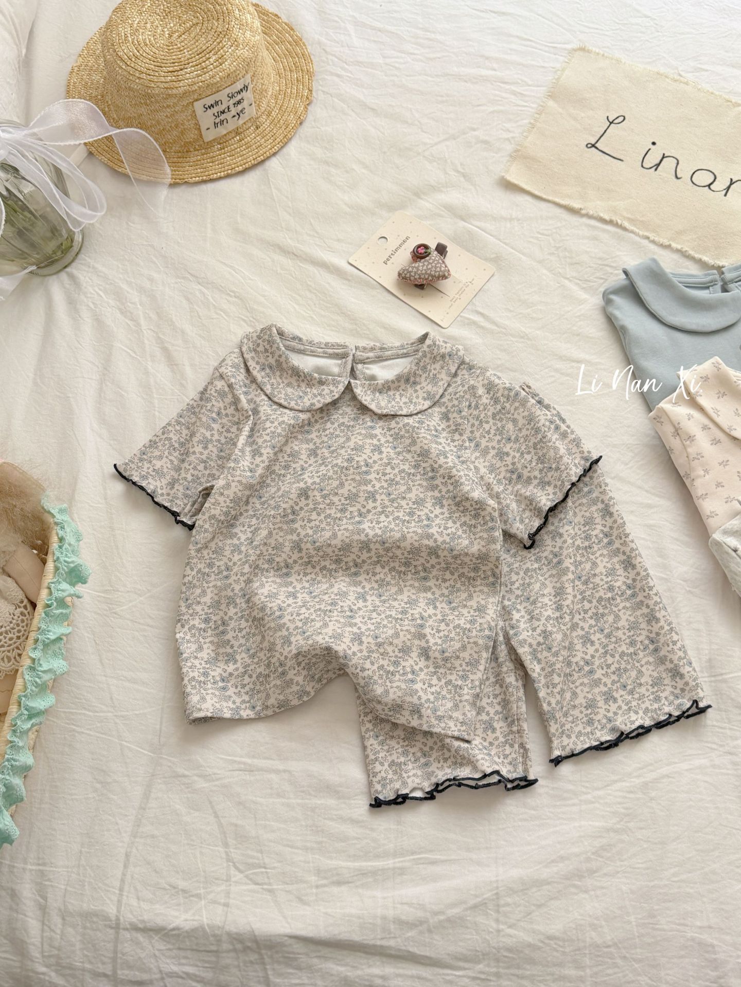 Homewear Linanxi cổ sen viền sóng