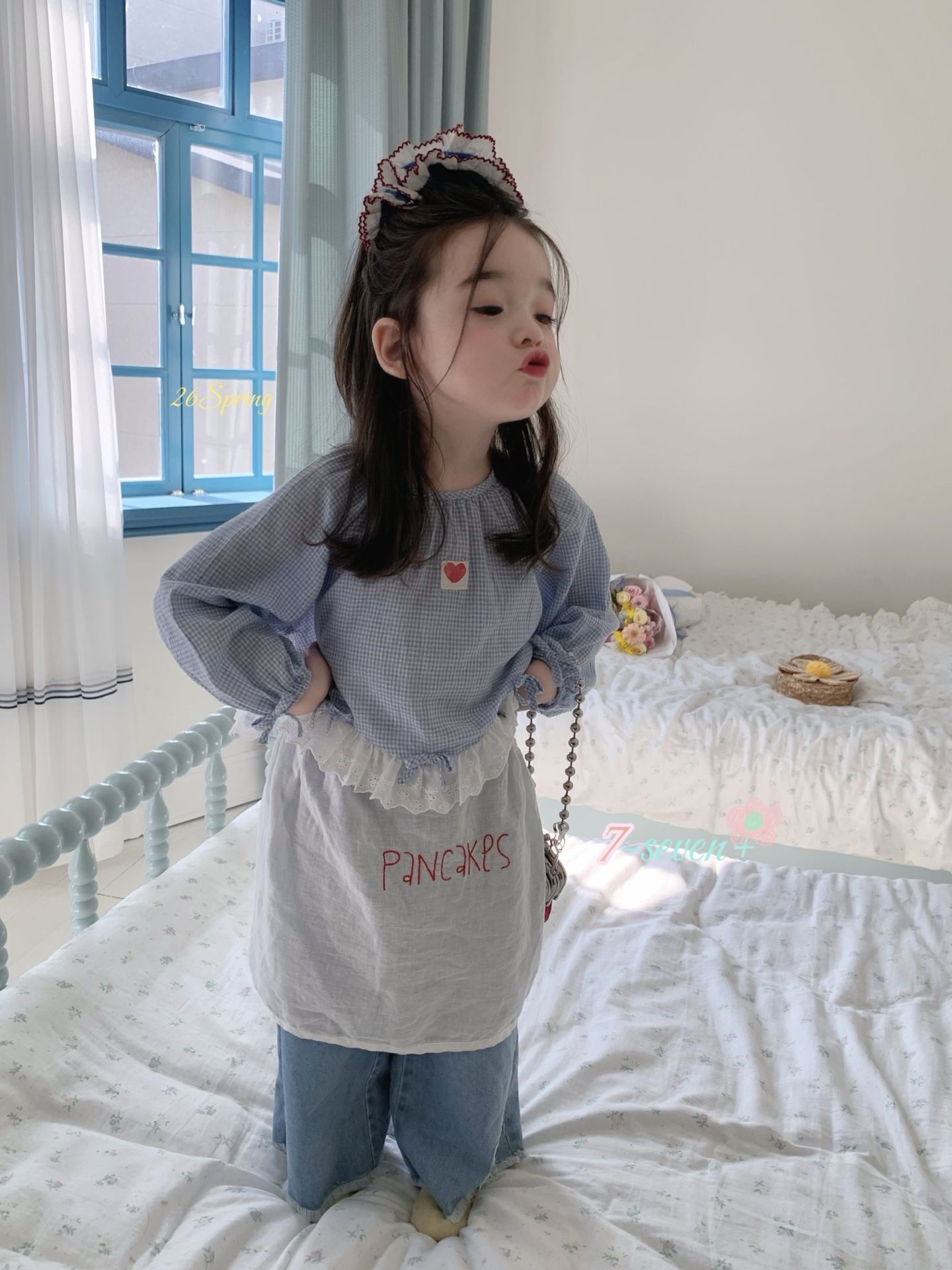 Sơ mi kẻ caro xanh tim đỏ 7-seven 7+002